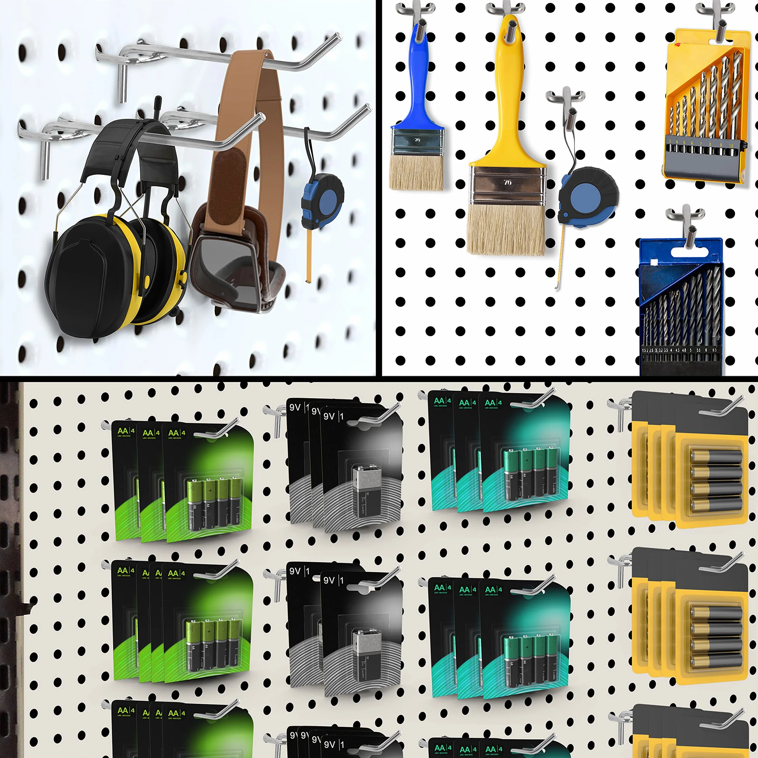 Belle Vous 50 sztuk pojedynczych stalowych haczyków do tablic pegboardowych - 10,5 cm / 4,13 cala - wytrzymały metalowy uchwyt ścienny - hak tablicowy do organizowania warsztatów garażowych i regałów