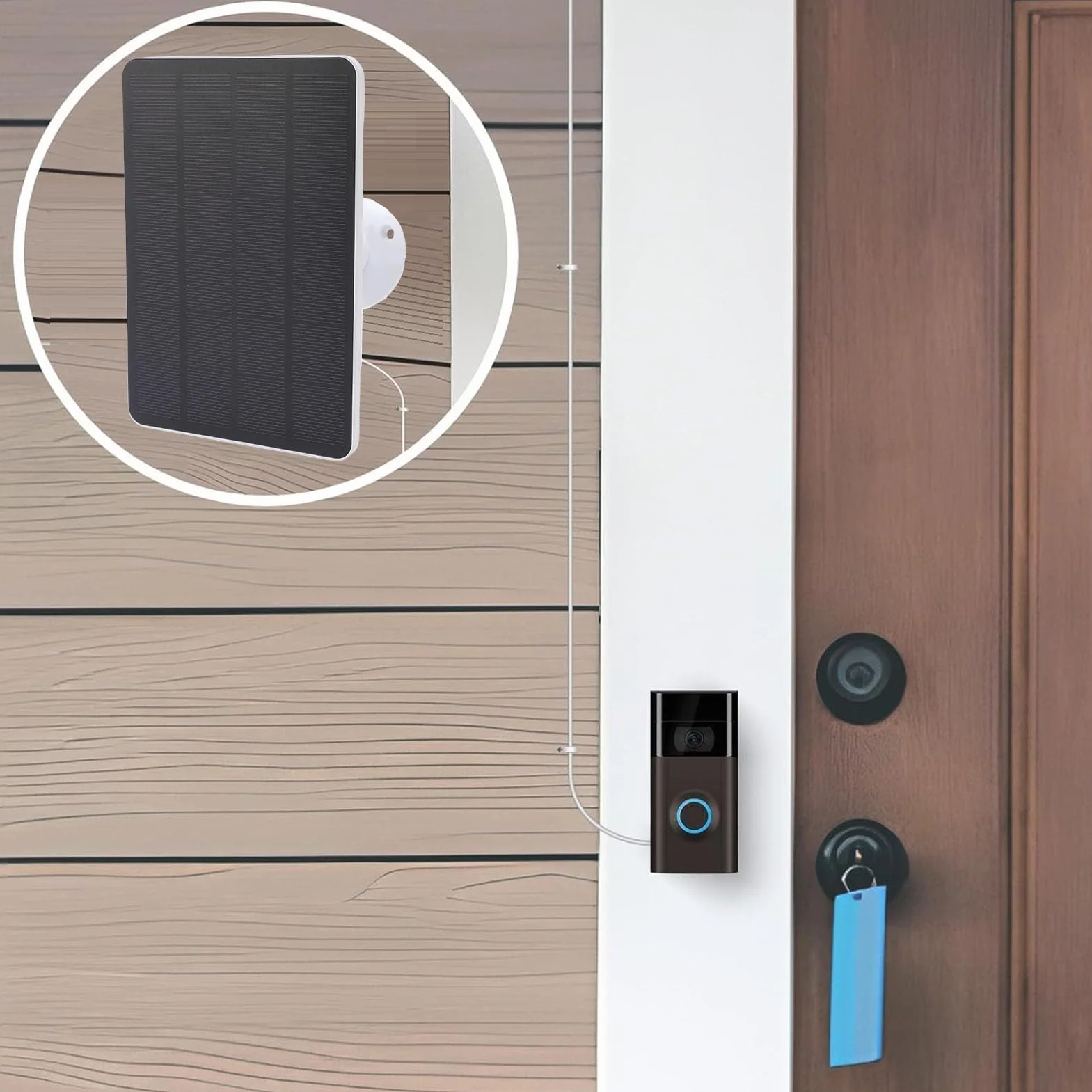 Panel słoneczny Ring 10 W IP65 do dzwonka drzwi Video Doorbell 2/3/3+/4 z obrotowym uchwytem 360°