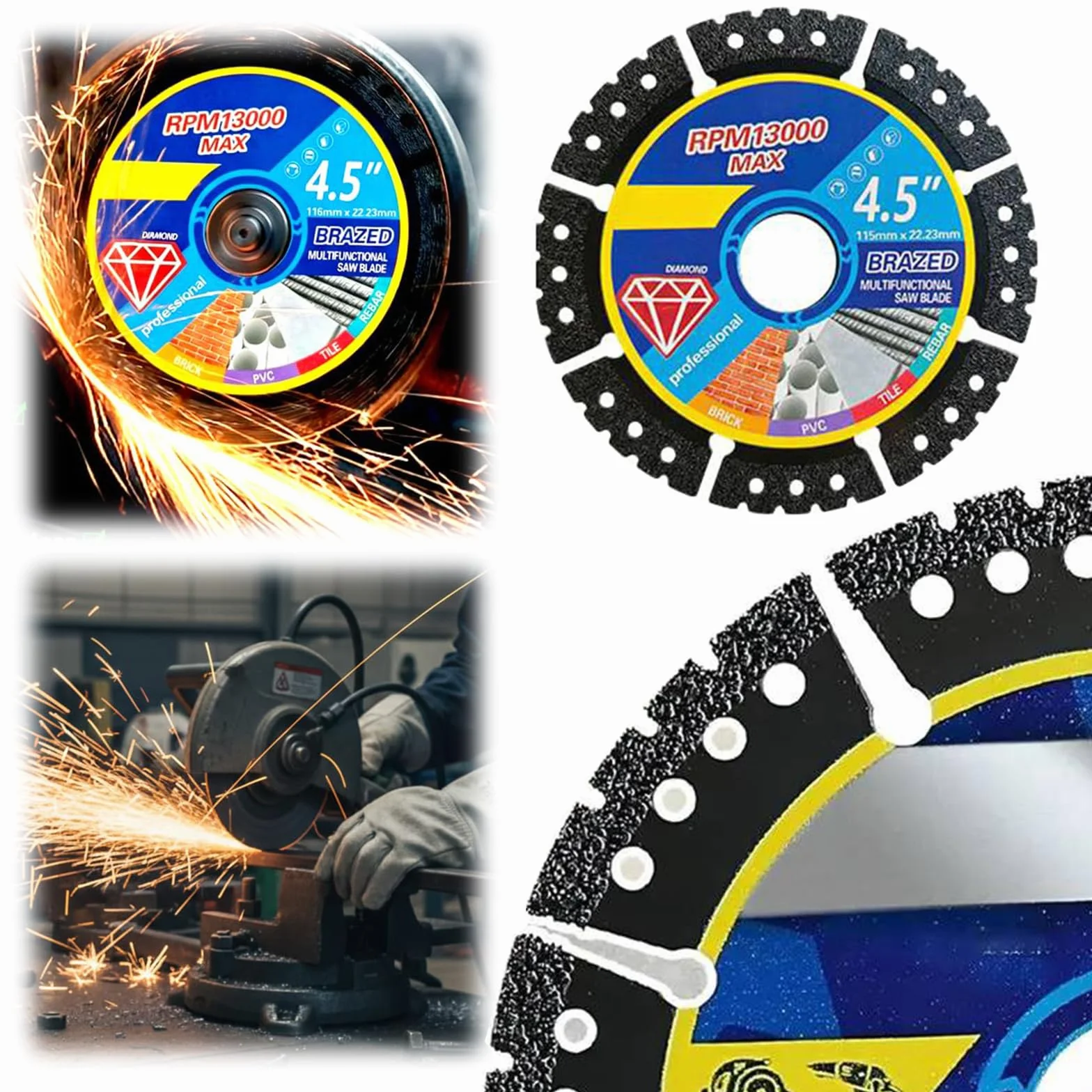 Tarcze diamentowe 4,5 cala, wytrzymałe do cięcia kamienia, metalu, plastiku, pakiet 3/5/10 szt.
