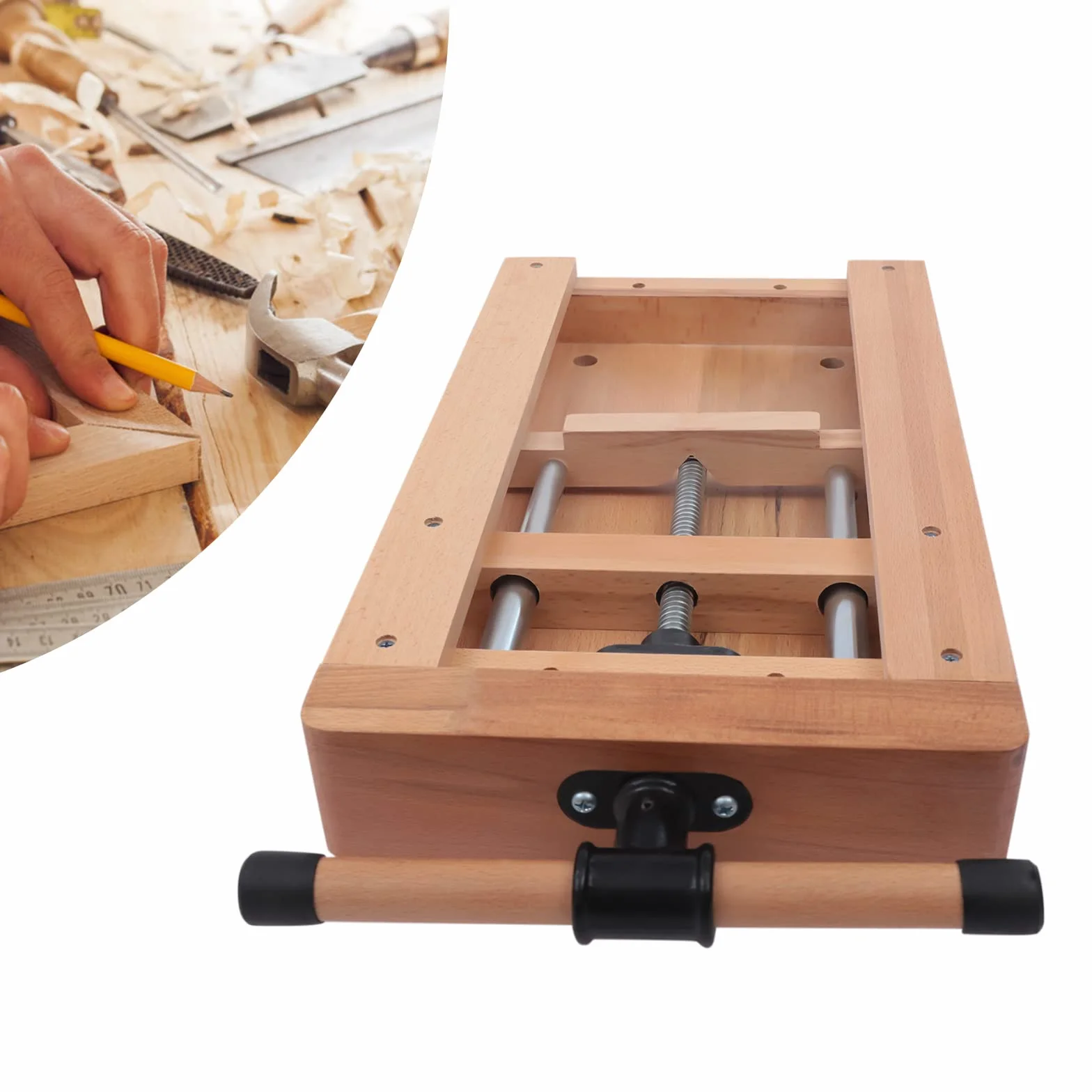 Stół warsztatowy Wood Vise, stacjonarny imadło do obróbki drewna, przenośny stół warsztatowy do obróbki drewna, inteligentny imadło + zacisk Superior