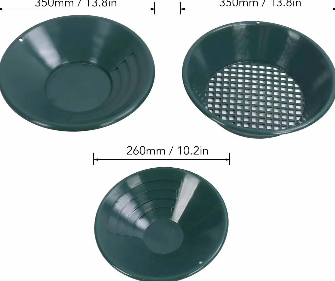 3 szt. Zestaw Patelni do Płukania Złota Plastik ABS Zestaw Patelni do Mycia Złota Okrągłe Narzędzia do Poszukiwania Złota do Wydobywania Złota