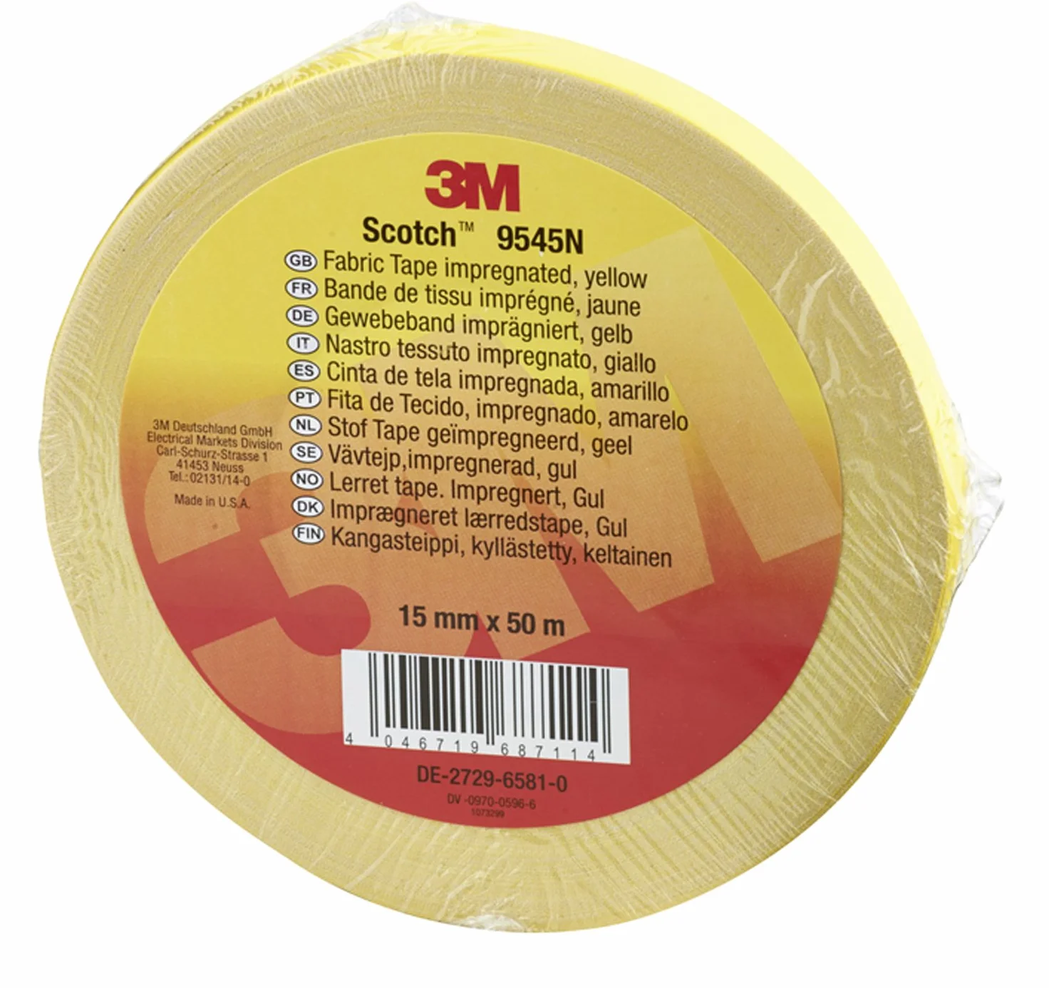 Scotch 9545N Y15 taśma tekstylna 15 mm x 50 m 1 rolka żółta