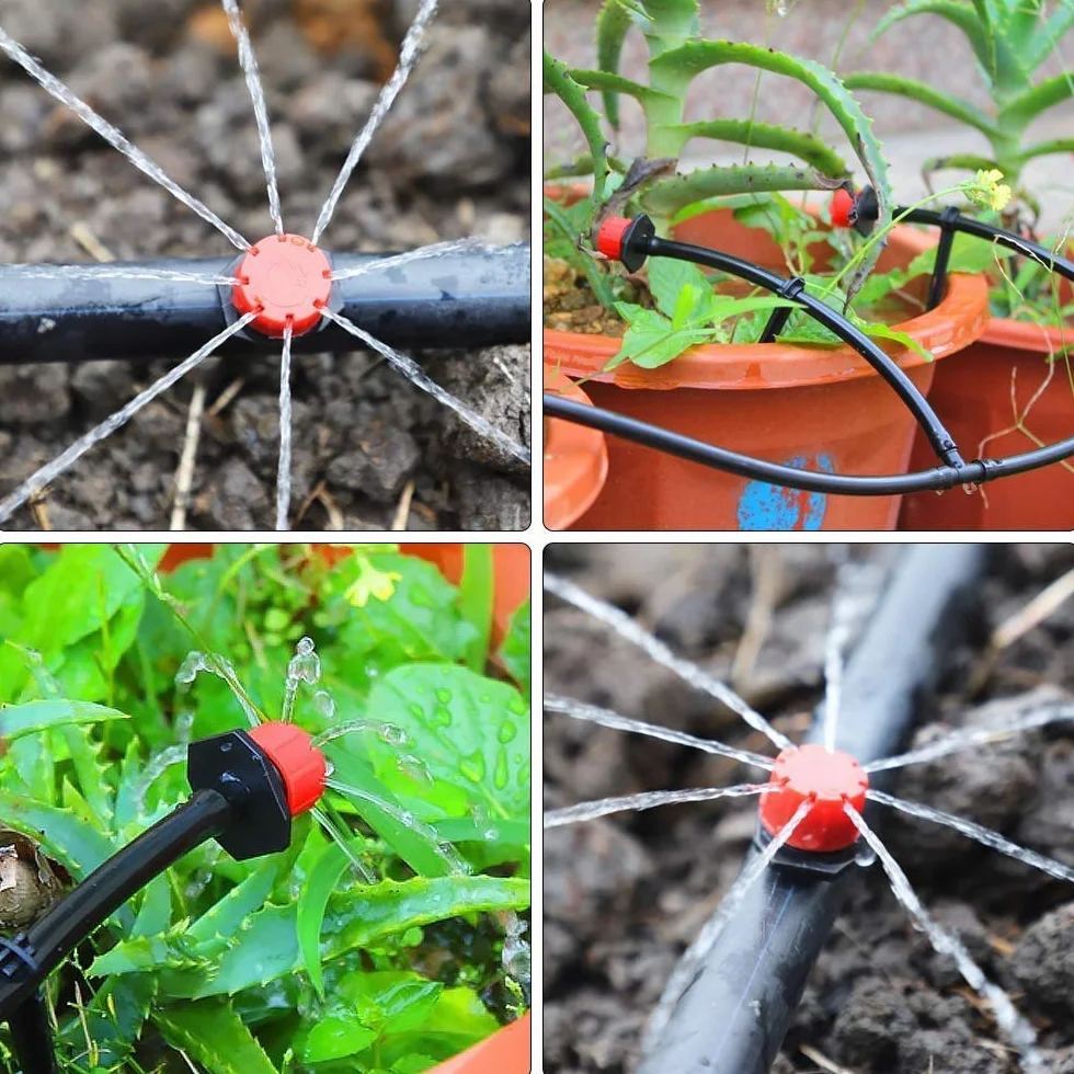 YIQI System nawadniania ogrodu, 100 mikrozraszaczy, 4/7 mm, regulowany, przyjazny dla środowiska, idealny do ogrodu, trawnika, doniczek, tarasów, szklarni, rolnictwa