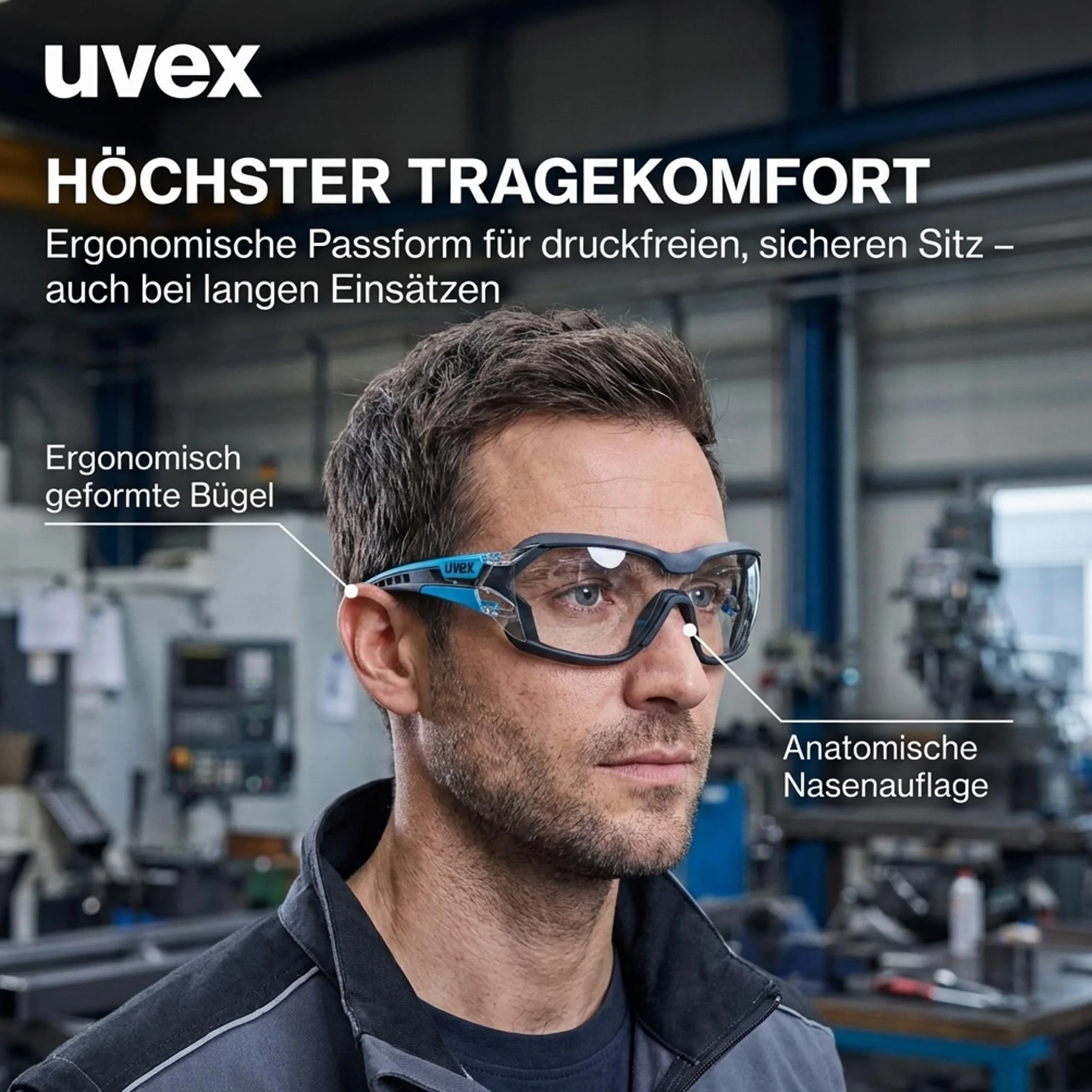 Uvex pheos nxt guard – okulary ochronne – okulary z pałąkiem ze 100% ochroną przed promieniowaniem UV – wewnątrz nie parują, na zewnątrz bardzo odporne na zarysowania i bez metalu – przezroczyste