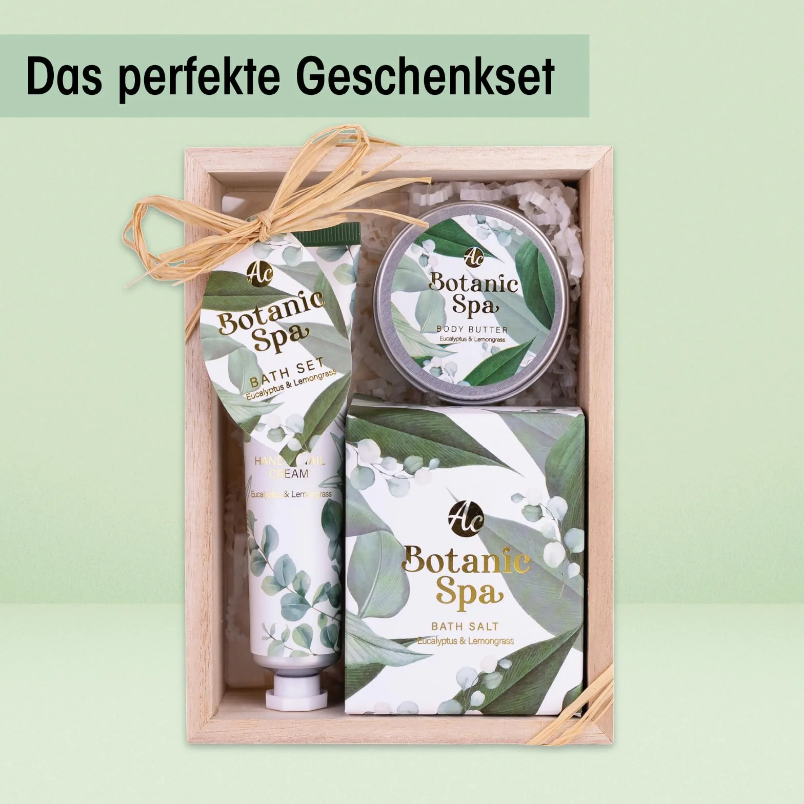Accentra BOTANIC SPA zestaw do kąpieli, zestaw upominkowy dla kobiet, w pięknym pudełku prezentowym – 3-częściowy zestaw do pielęgnacji z kremem do rąk, masłem do ciała i solami do kąpieli – zestaw na