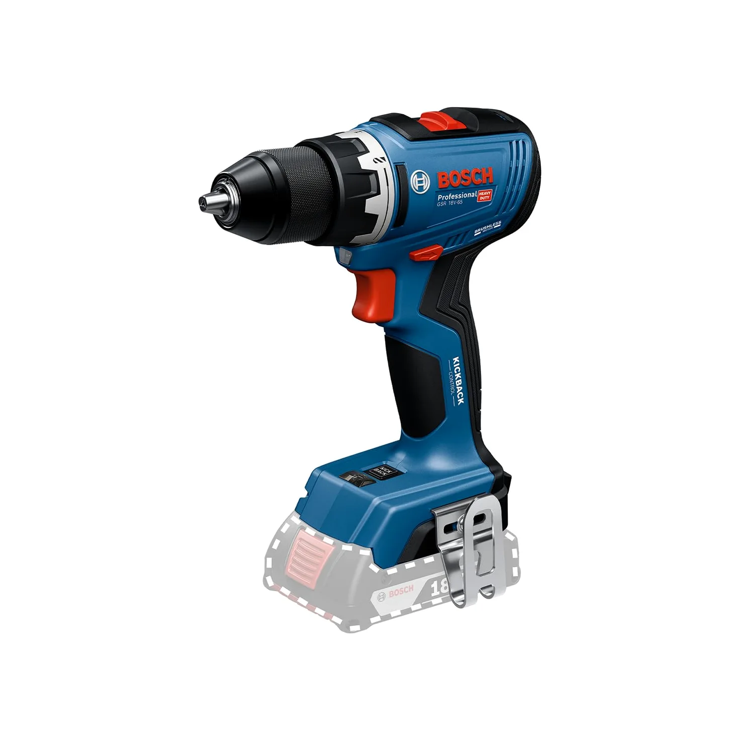 Bosch Professional 18 V firmy Bosch: wiertarko-wkrętarka akumulatorowa GSR 18V-65 (silnik bezszczotkowy, długość korpus 166 mm)