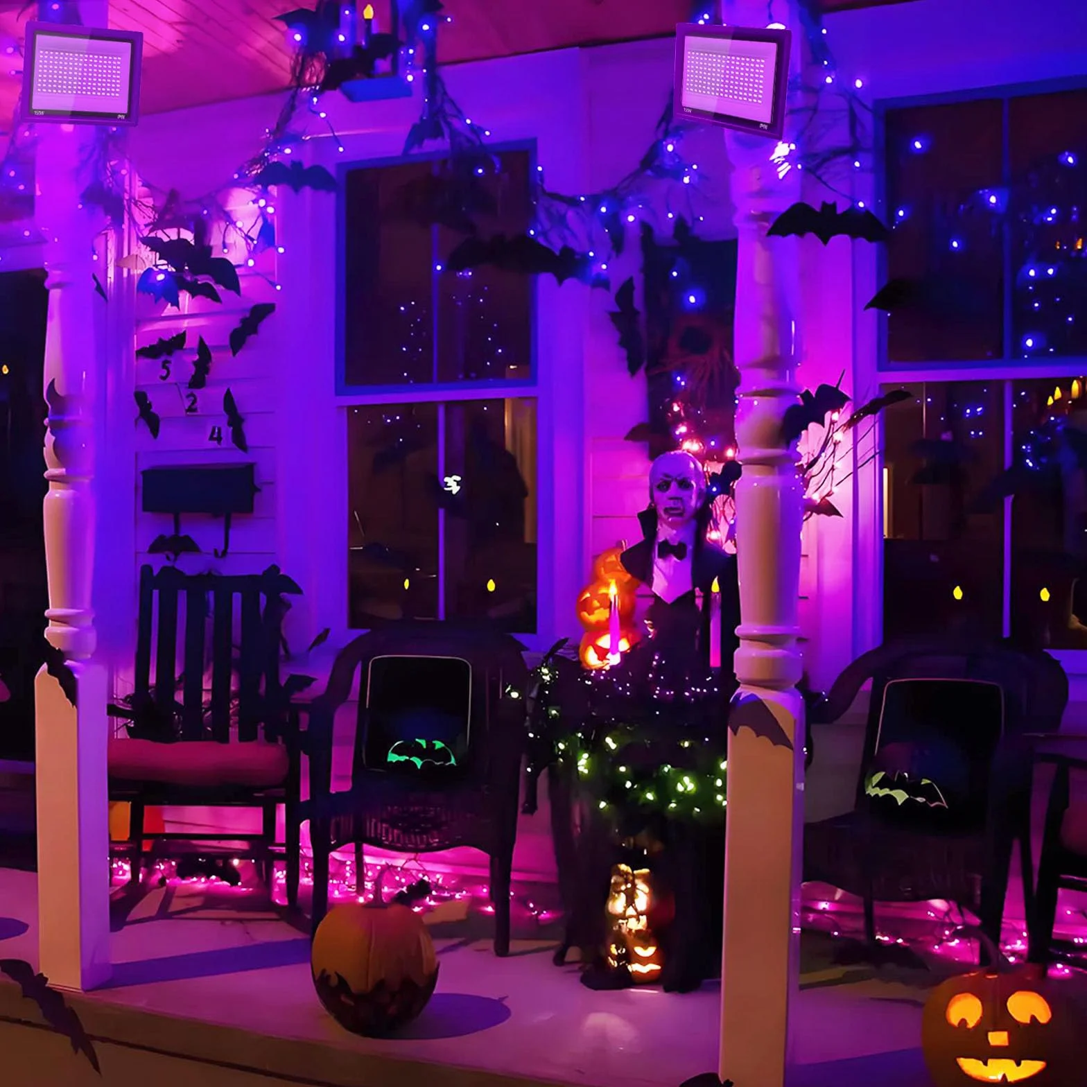 2 sztuki 200 W czarne światło LED, IP66 wodoodporna lampa UV UV, czarne światło ultrafioletowe z przełącznikiem na Halloween, malowanie ciała, neon, DJ, czarne światło, klub nocny