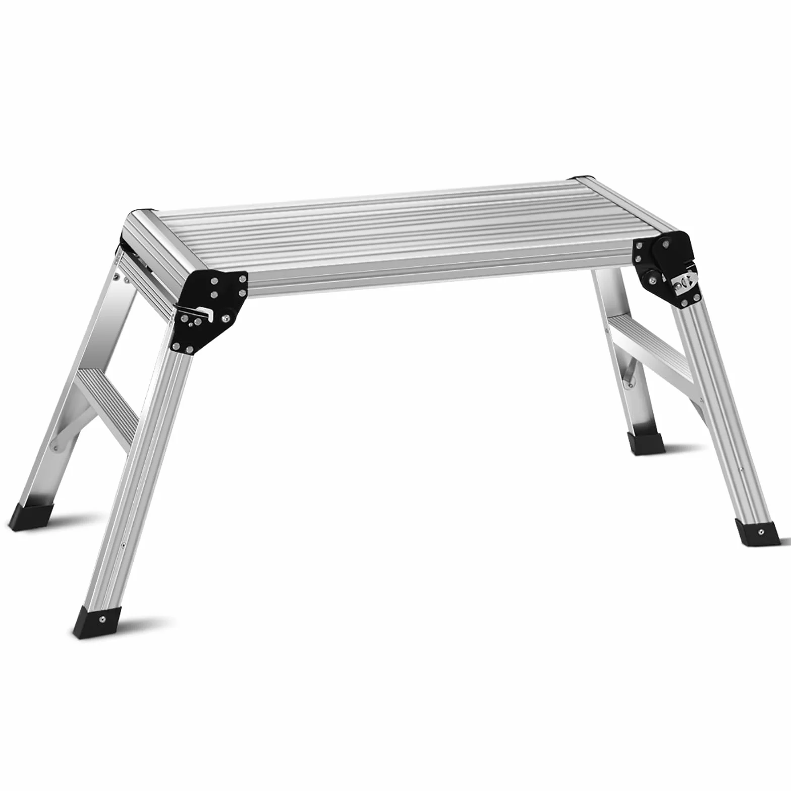 COSTWAY Aluminiowa platforma robocza, składana drabina z aluminiową platformą, składany stół warsztatowy, obciążenie do 150 kg, do garażu, ciężarówki, wewnątrz i na zewnątrz