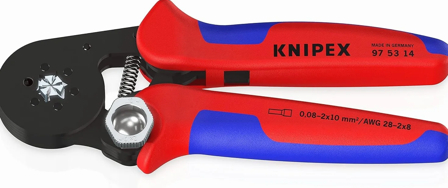 KNIPEX Samonastawne szczypce do zagniatania tulejek kablowych z ładowaniem bocznym w blister z osłonkami wielokomponentowymi, 97 53 14 SB