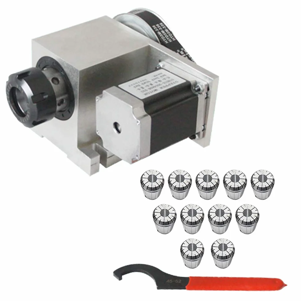 11-częściowy zestaw uchwytów zaciskowych ER32 1/8 "- 4/5" z 3M-6-ER32 CNC oś obrotowa 80 obr./min 4. oś 57 silnik krokowy 21 mm średnicy, zestaw tulejek zaciskowych ze stali sprężynowej klucz do
