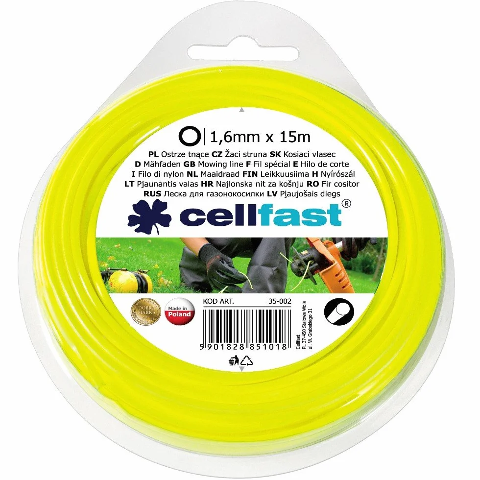 Cellfast Żyłka Tnąca do Podkaszarki - Żyłka do Koszenia - Okrągła - Standard - 1,6 mm x 15 m