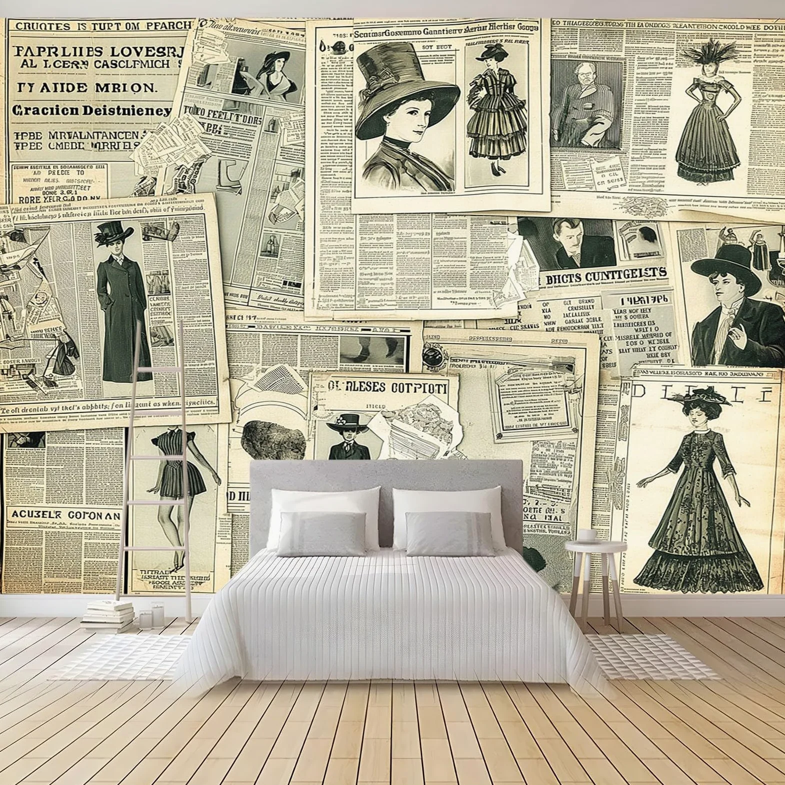 Styl gazety mural tapeta retro ubrania modele ścienne murale do sypialni salonu dzieci przedszkole fototapeta artystyczna dekoracja szer. 400 x wys. 280 cm dekoracja ścienna papier plakat