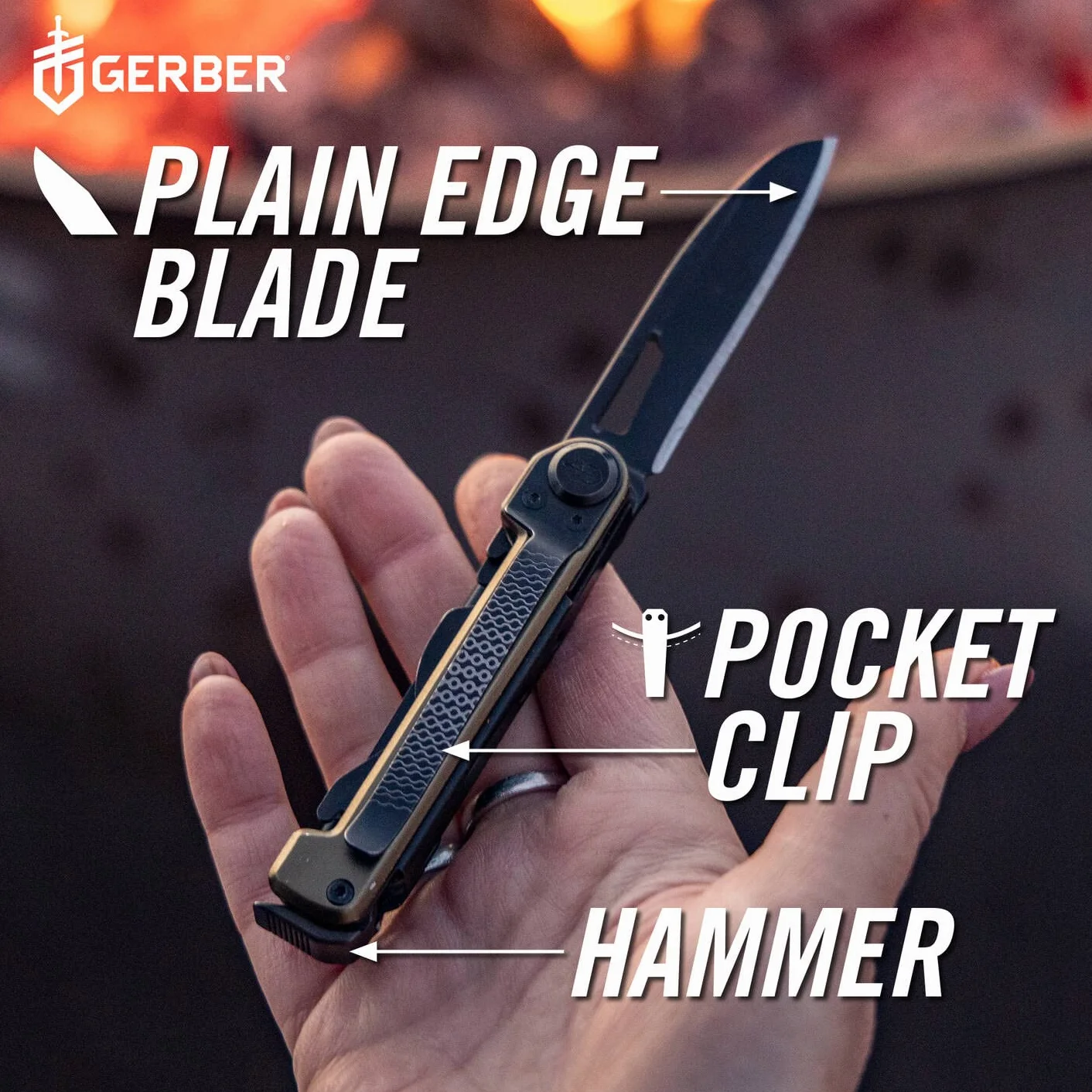 Gerber Scyzoryk z 7 funkcjami, narzędzie wielofunkcyjne z gładkim ostrzem, z nożyczkami i piłą, ArmBar Scout, czarny/pomarańczowy, stal nierdzewna/aluminium, 1064396