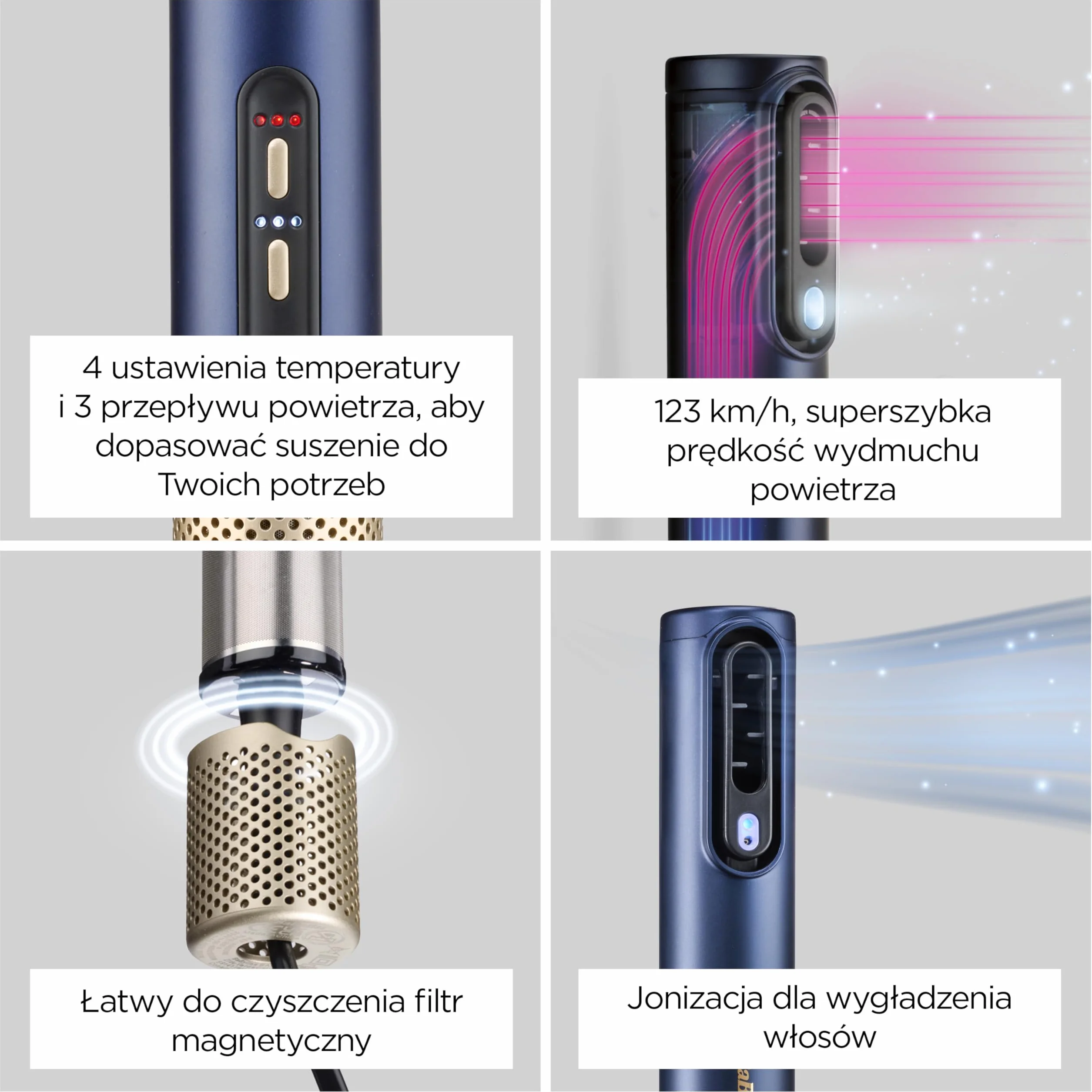 BaByliss Air Wand - suszarka do włosów, prostownica i stylizator w jednym, na mokro i na sucho, zapobiegająca puszeniu się, bez uszkodzeń cieplnych, 3 nakładki, AS6553E - Amazon Exclusive