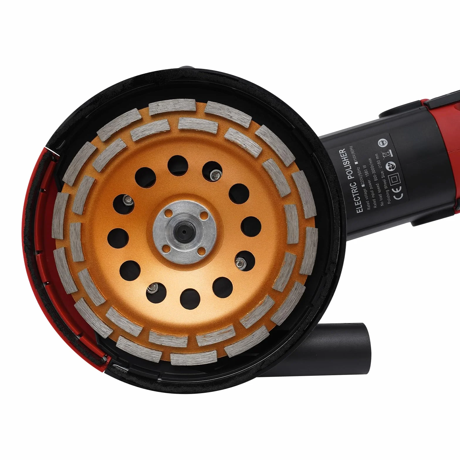 Szlifierka kątowa 1580 W, 180 mm, z 6-stopniową regulacją prędkości obrotowej, profesjonalna szlifierka i szlifierka tnąca do betonu, kamienia, metalu, w zestawie akcesoria i ochrona przed kurzem, do