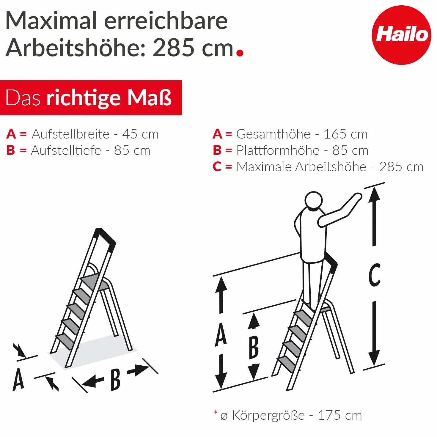 Hailo L100 Topline drabina bezpieczeństwa aluminiowa 4 stopnie czarna Made in Germany