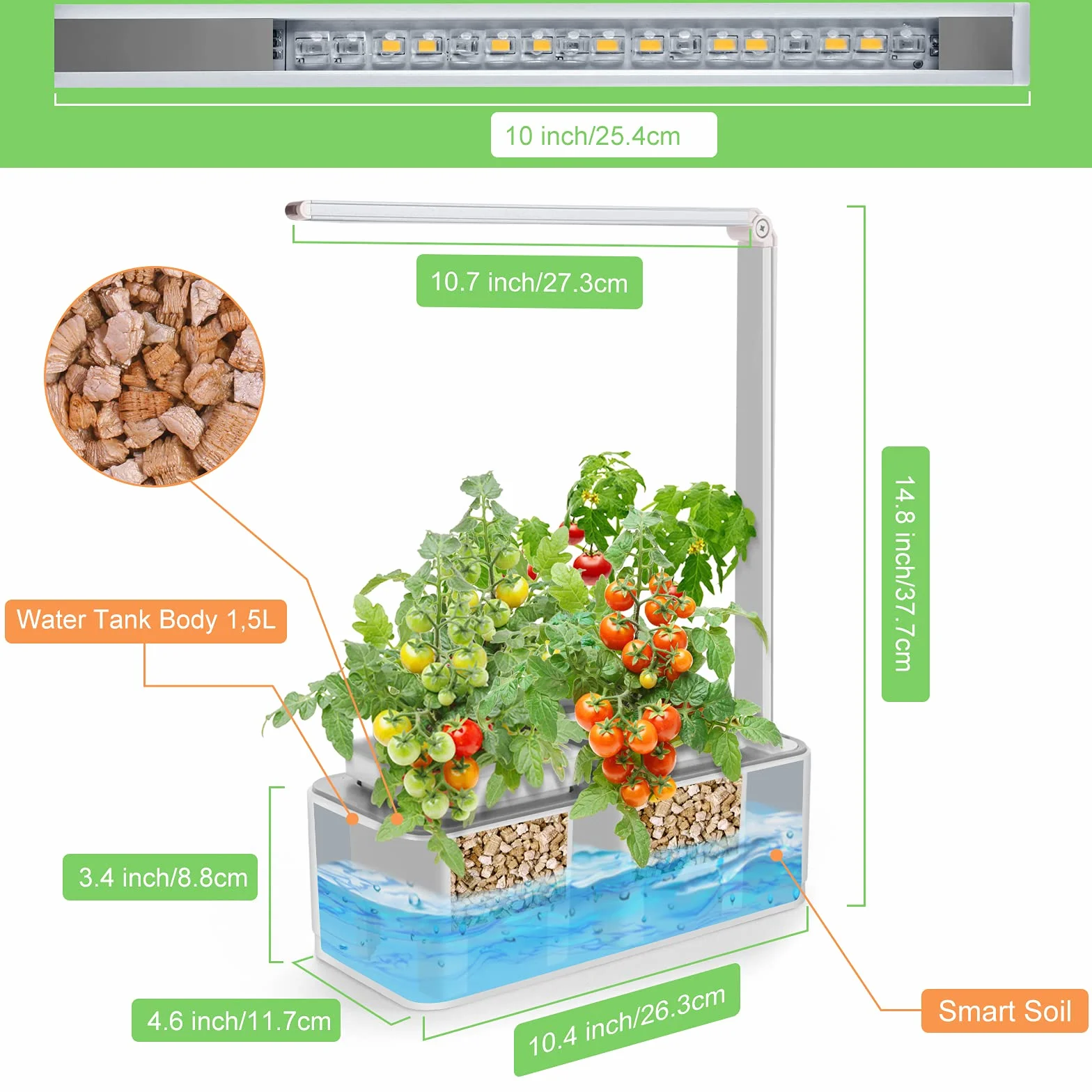 Clizia Smart Garden hydroponiczny system uprawy z lampą LED automatyczny timer zestaw do kiełkowania biały
