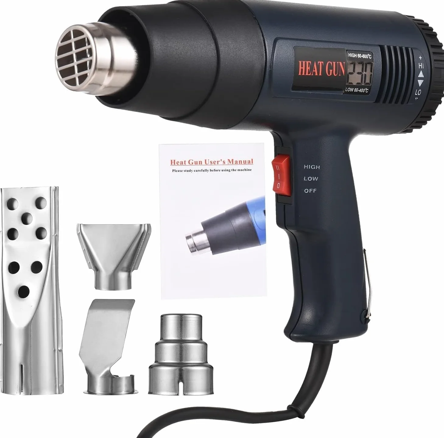 Zestaw Opalarki 1800 W Przemysłowy Pistolet Na Gorące Powietrze Lcd Cyfrowa Przenośna Dmuchawa Ciepła Z Kontrolowaną Temperaturą