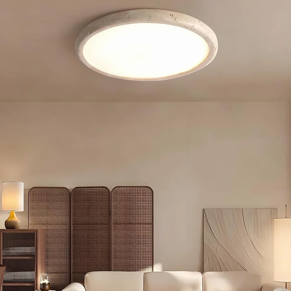 Japońskie Światło Sufitowe W Stylu Wabi Sabi LED Żółta Jaskinia Kamień Lampa Sufitowa Sypialnia Z Regulowaną Temperaturą Koloru Nordic Salon Study Room Ochrona Oczu Światła Sufitowe(58cm)