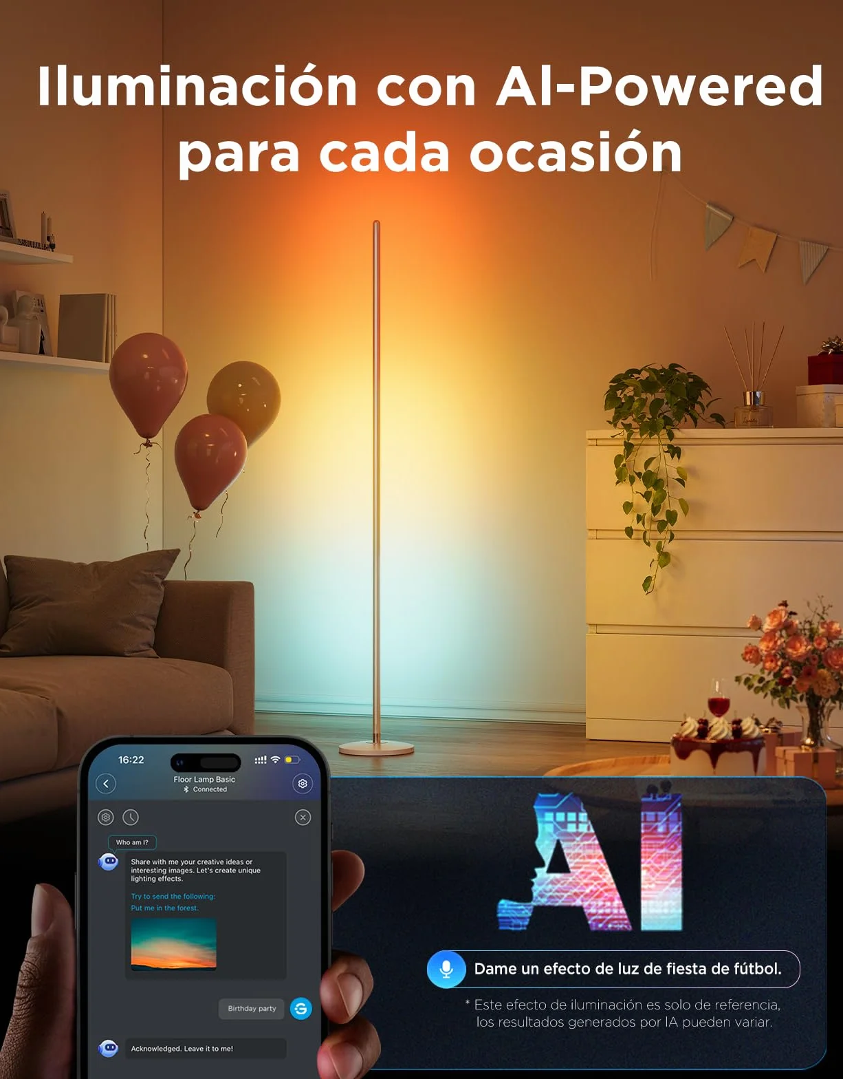 Govee Lampa stojąca LED do salonu, złota