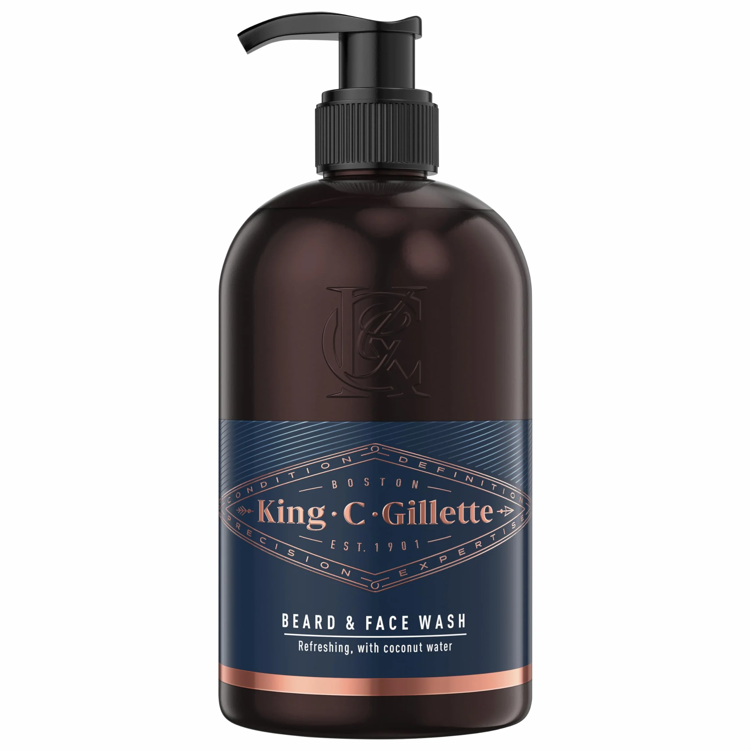 King C. Gillette męski szampon do pielęgnacji brody i twarzy z wodą kokosa olej arganowy i awokado 350 ml