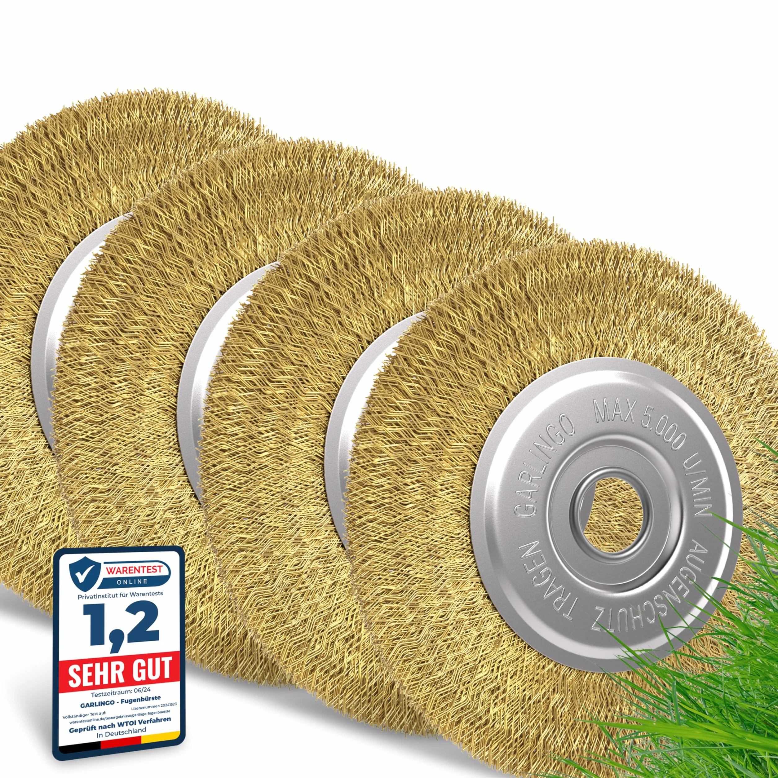 GARLINGO Szczotka do fug, zestaw 4 sztuk, kompatybilna z Gloria Multibrush i innymi szczotkami drucianymi, szerokość 10 mm, szczotka zapasowa