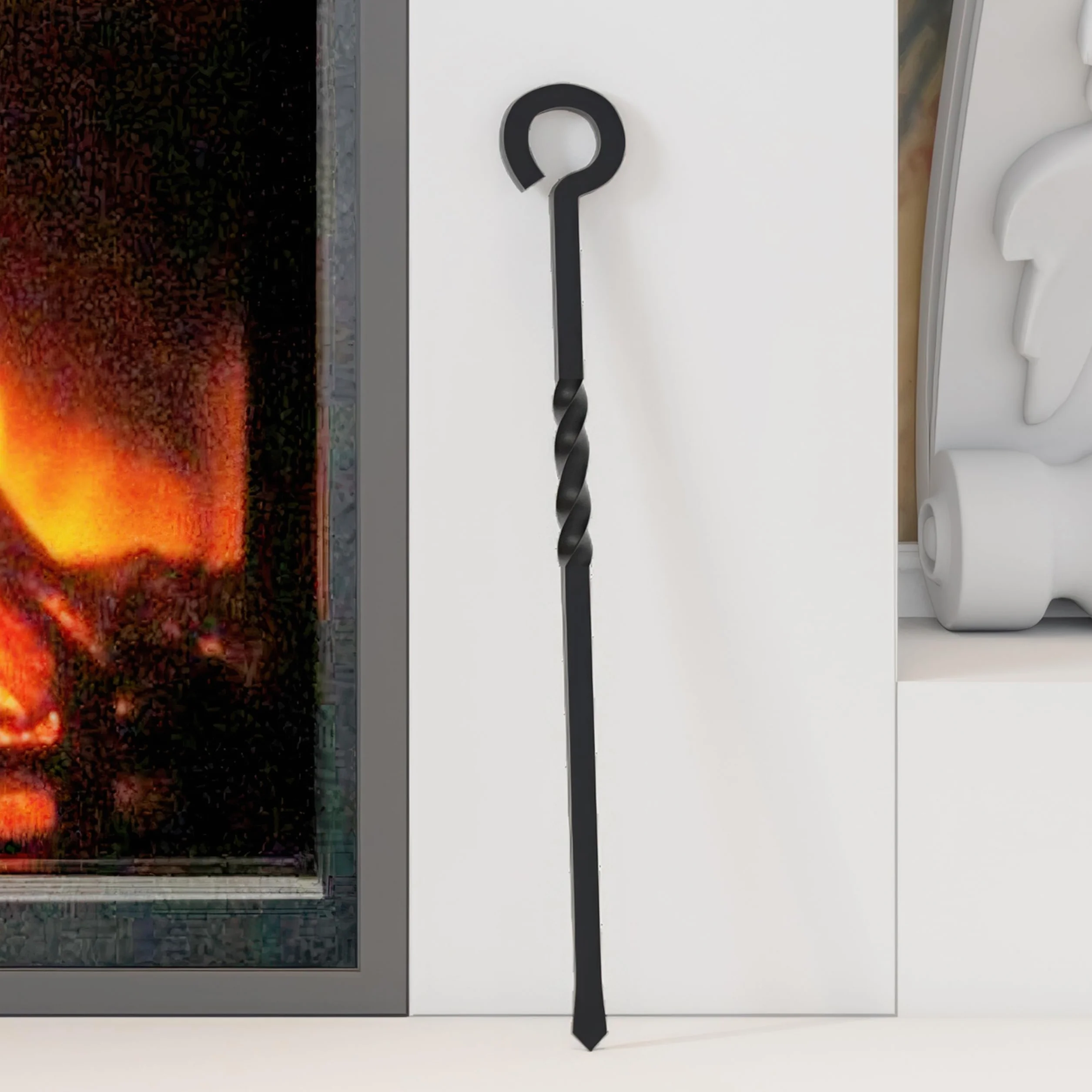 Kingson Black Fire Poker narzędzie kominkowe o długości 40,5 cm do palników na drewno i otwartego ognia, stylowe i funkcjonalne akcesorium do kominka