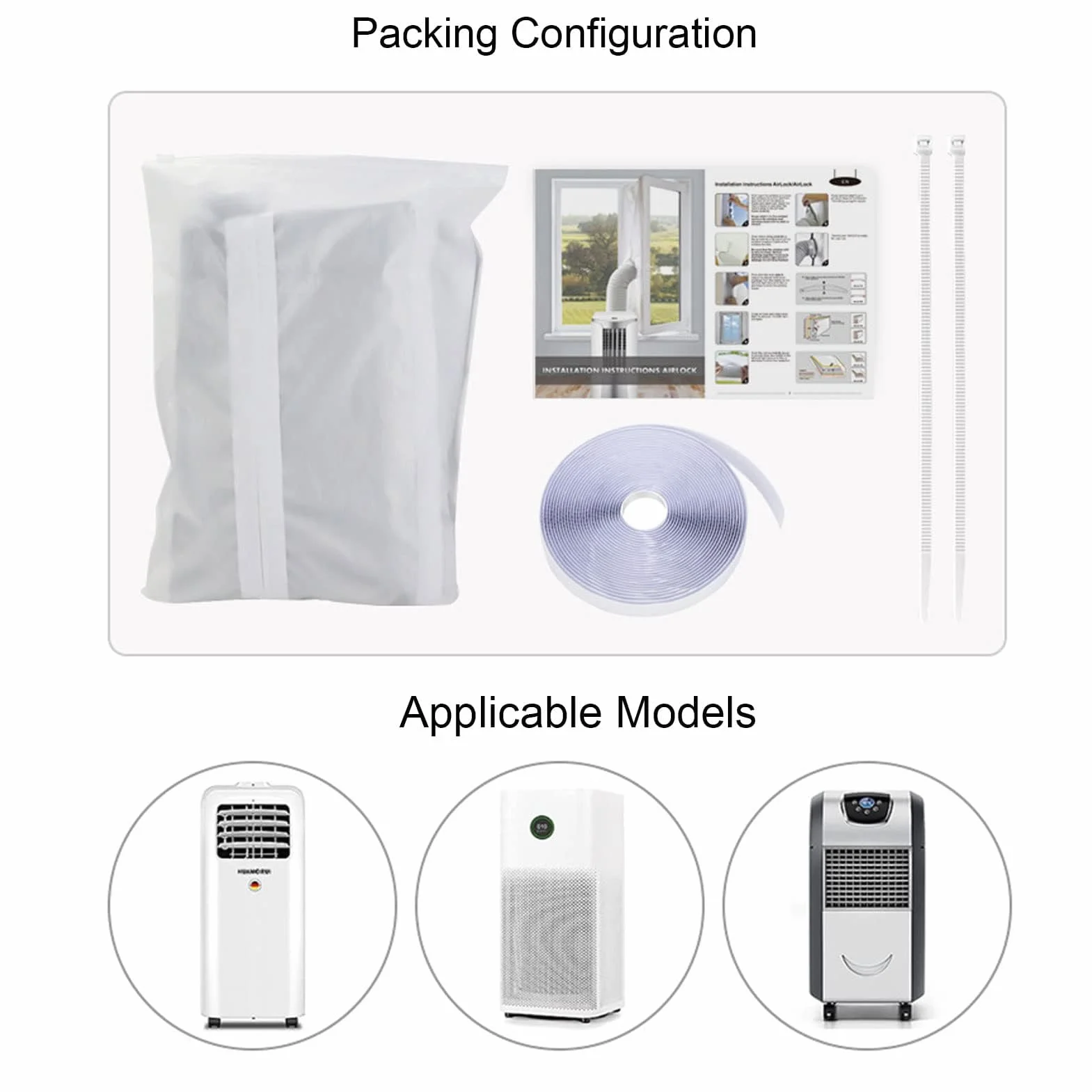 Air Conditioner Window Seal Kit Silver Grey Portable Window Sealing Cloth Universal AC Window Frame Sealing Kit (3 Meter / 9.8ft)