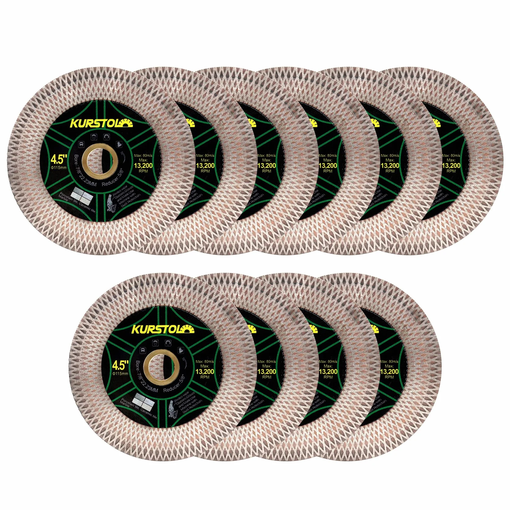Diamentowa tarcza do cięcia płytek – 10 szt. 4,5"/115 mm, dwustronna tarcza do cięcia diamentowego, tarcza do szlifierki aniołowej 7/8"-5/8" do cięcia i szlifowania płytek ceramicznych, porcelany, granitu, marmuru