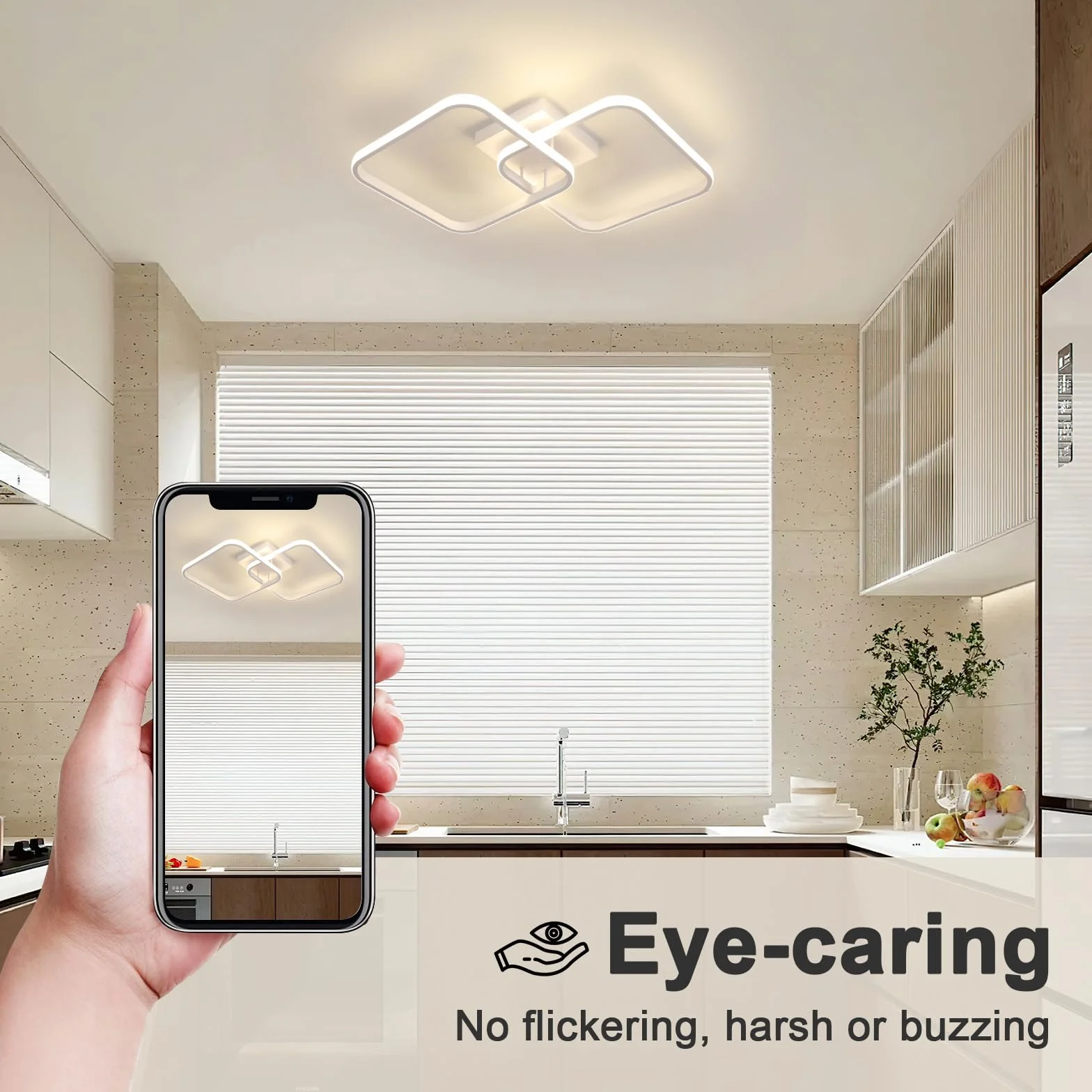 Comely Plafon LED 42W 4725LM, Kwadratowa Oprawa Sufitowa Światło Naturalne 4500K, Nowoczesny Akrylowy Plafon Salonowy Do Salonu Sypialni Kuchni Korytarza Łazienki, 64cm, Biały
