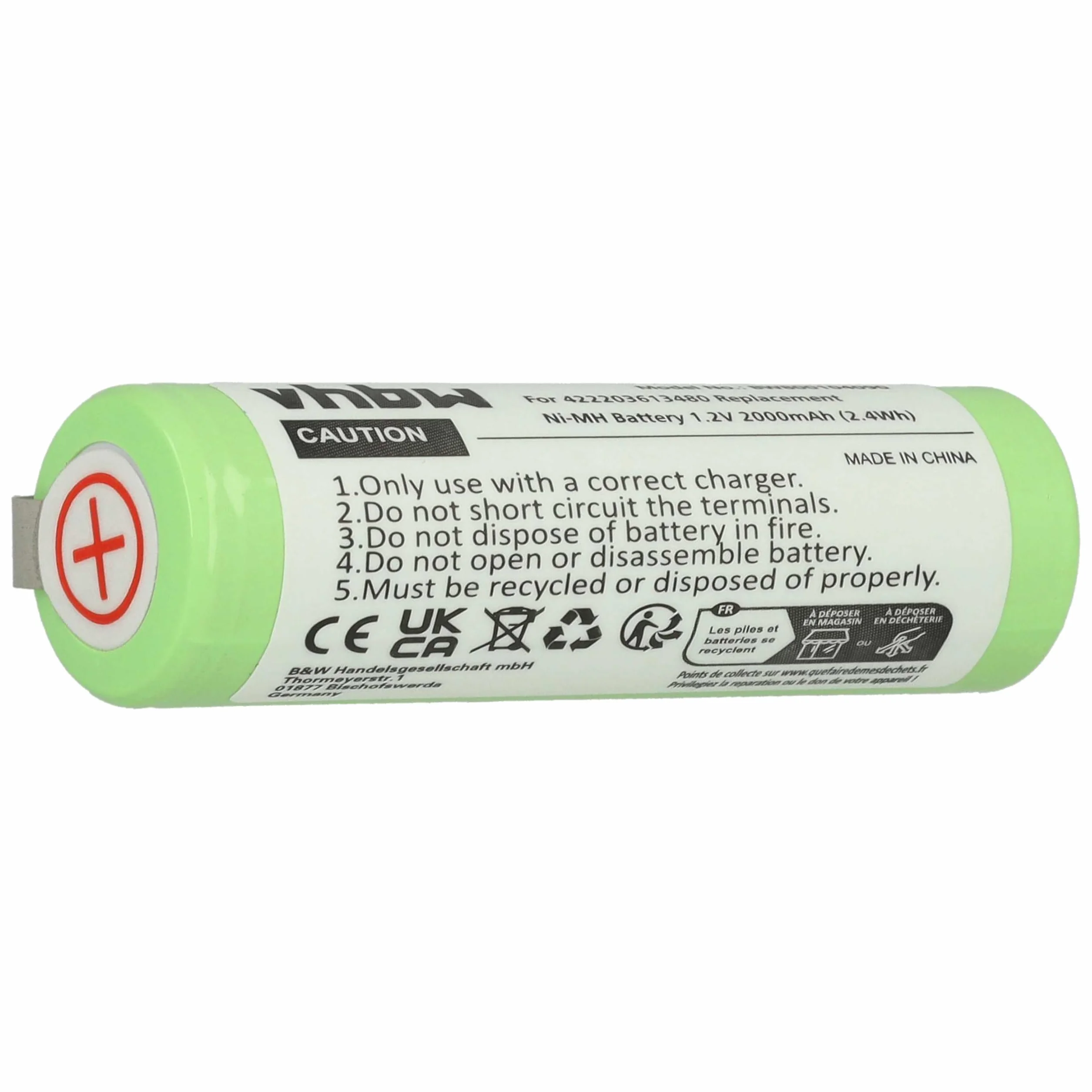 vhbw Akumulator kompatybilny z Philips HQ7310 2000 mAh 1,2 V NiMH