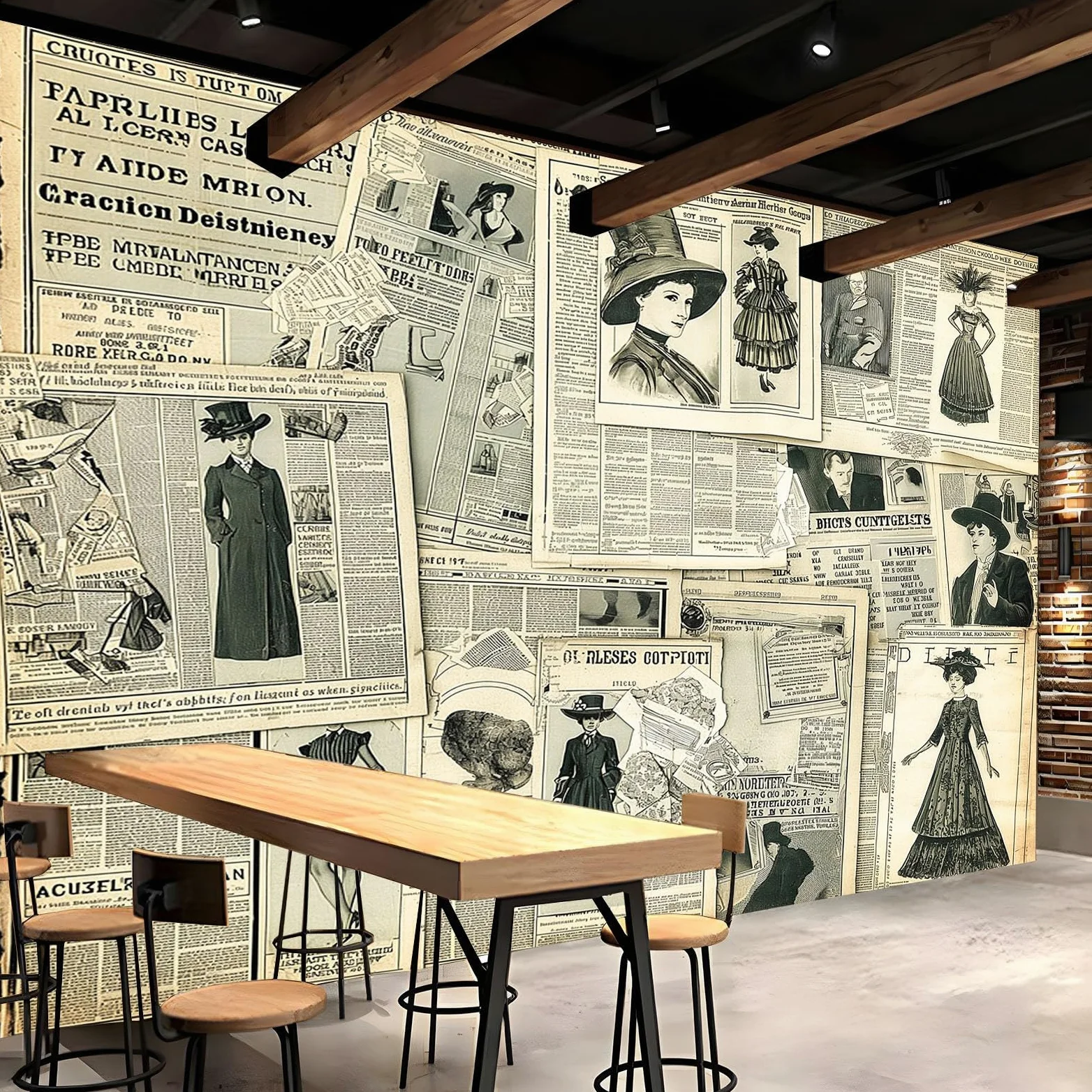Styl gazety mural tapeta retro ubrania modele ścienne murale do sypialni salonu dzieci przedszkole fototapeta artystyczna dekoracja szer. 400 x wys. 280 cm dekoracja ścienna papier plakat