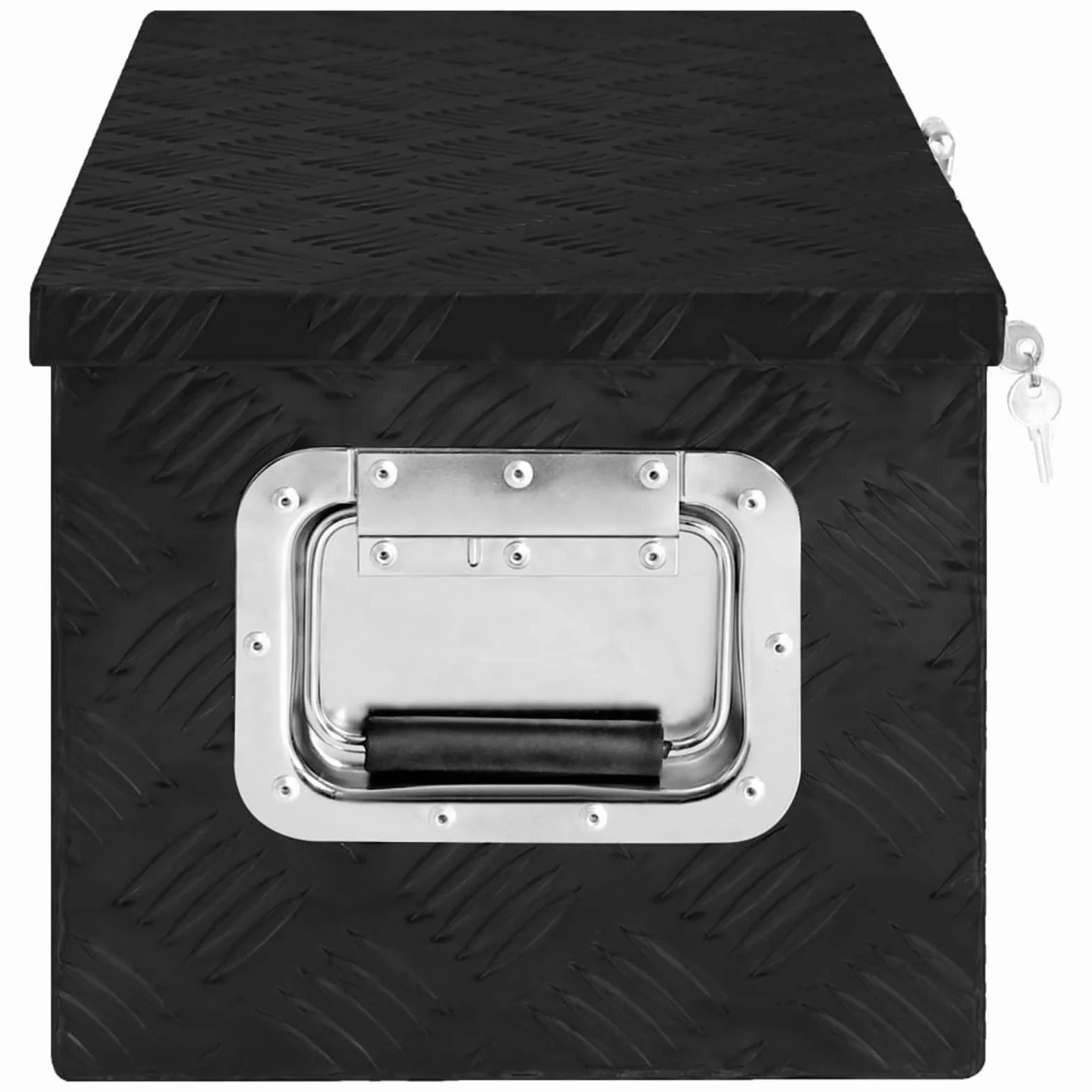 ShGaxin Aluminiowa skrzynka magazynowa czarna 70x31x27 cm, metalowa skrzynka narzędziowa, skrzynka na narzędzia, aluminiowe pudełko