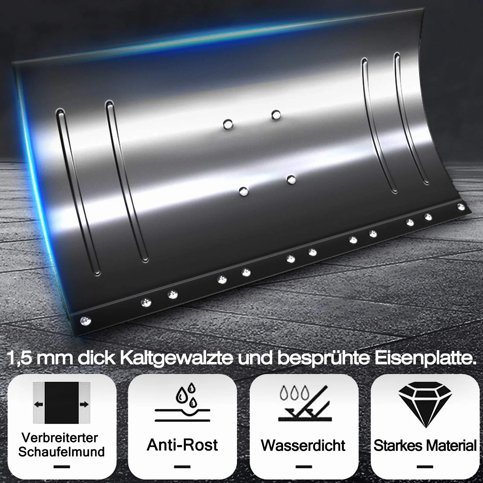 Aufun Łopata do śniegu z kółkami 75 cm metalowa odśnieżarka z regulacją wysokości