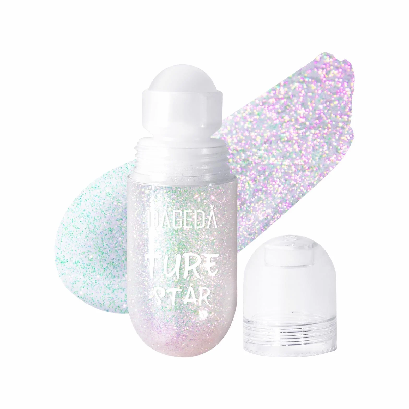 Prreal Roll-on Body Glitter Gel, Color Change Glitter for Festival Rave Accessories, Face Paint Holografic Hair Glitters, Sparkle Shimmer Halloween Makeup for Rave Party (03Sparkling Pink)