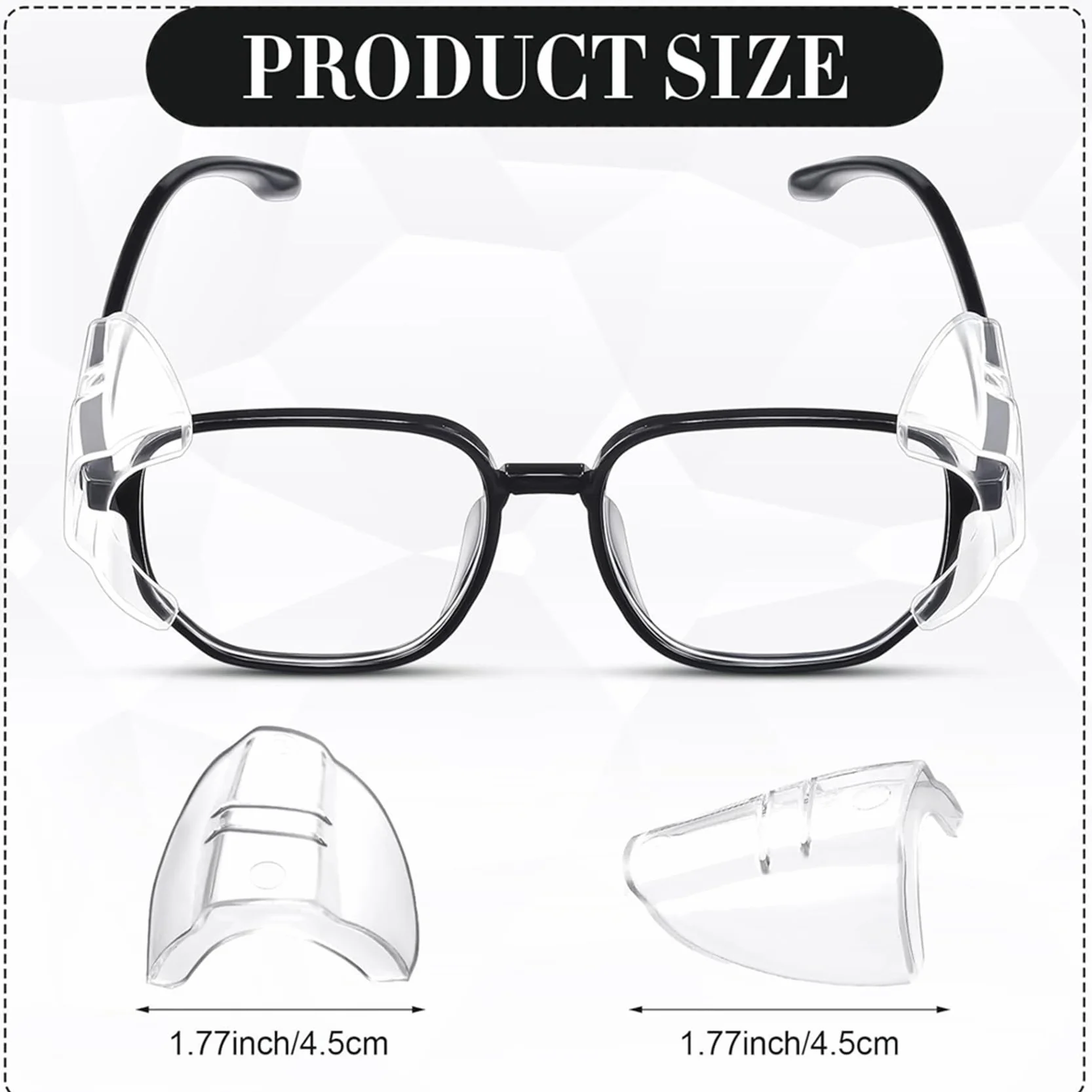 90X Okulary Ochronne Osłony Boczne do Okularów Korekcyjnych Slipon SideShields Osłony Boczne Przezroczyste