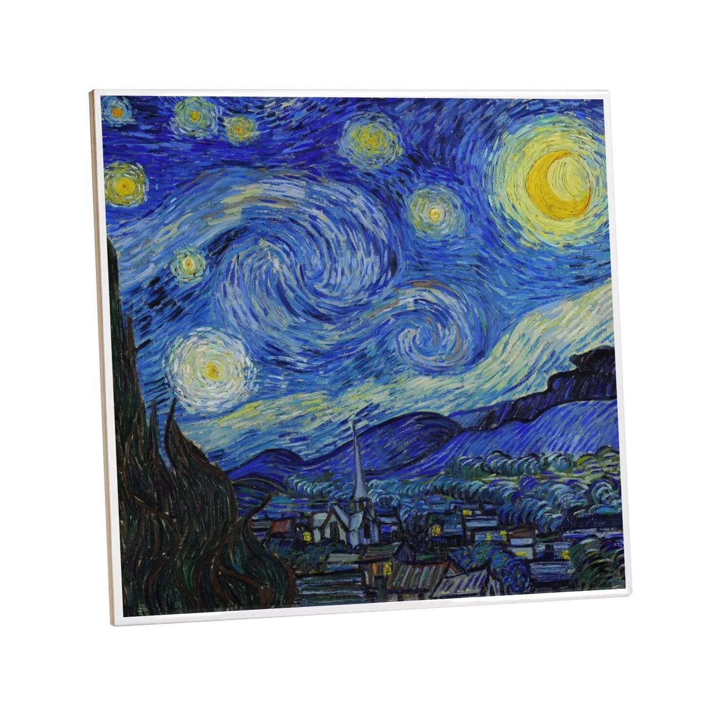 Fabulous Dekoracyjne płytki ceramiczne 10,8 x 10,8 cm - Vincent van Gogh Gwiaździsta noc Malarstwo Sztuka
