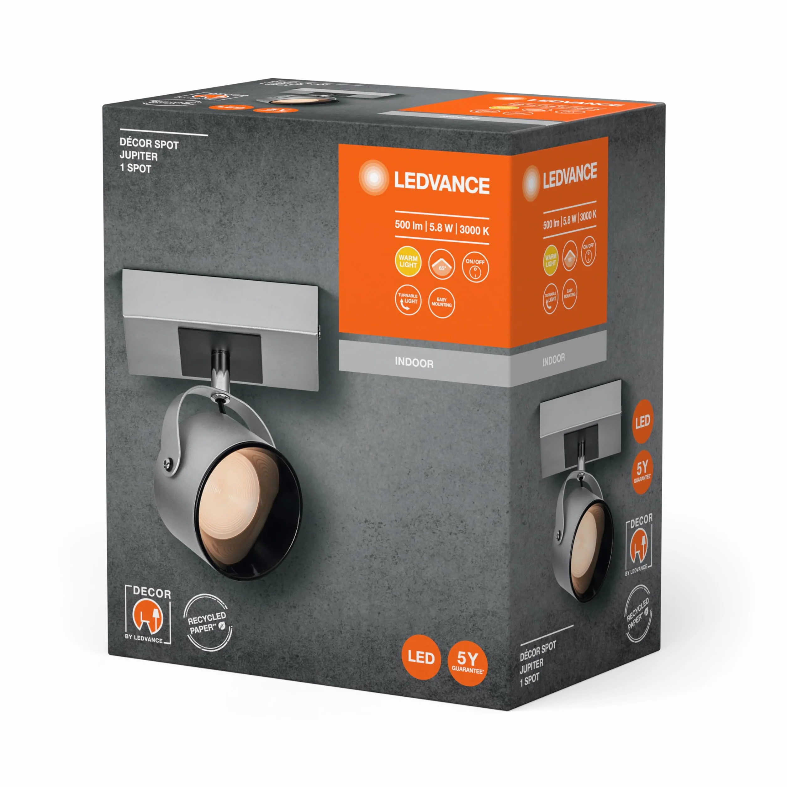 LEDVANCE Decor Spot Jupiter 130mm 5,8w 830siledv, 5,8 W, srebrny