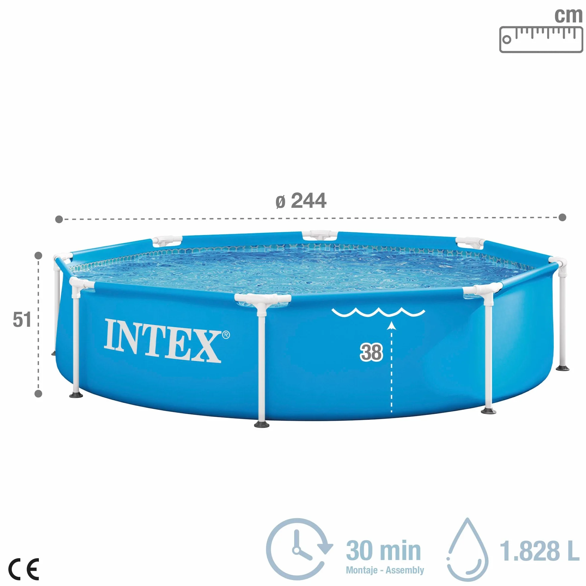 Intex Frame Basen Stelażowy Niebieski 244 x 244 x 51 cm