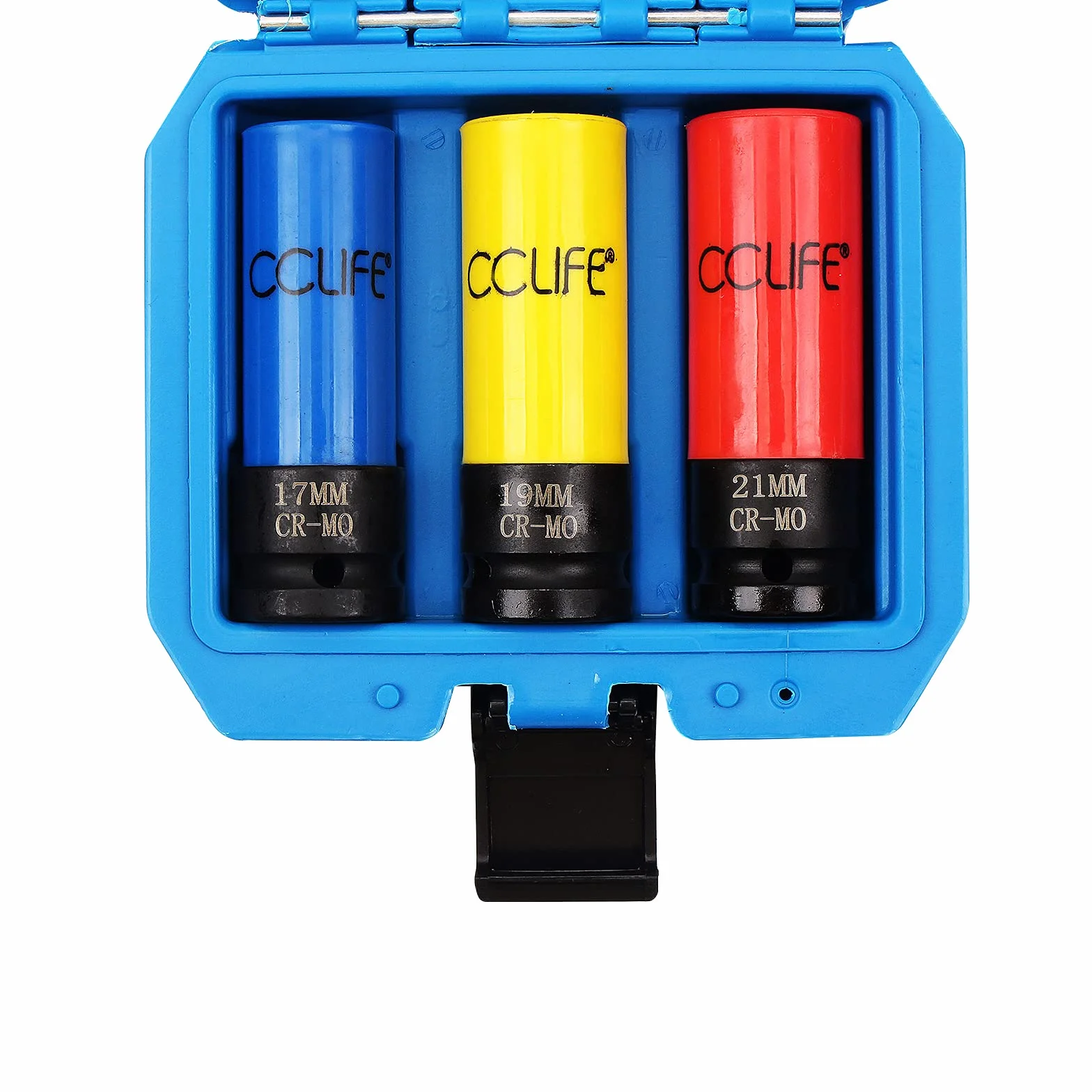 CCLIFE 1/2" Nasadki udarowe 17-19-21mm Zestaw kluczy nasadowych udarowych 85mm Długość, śruby koła 3szt
