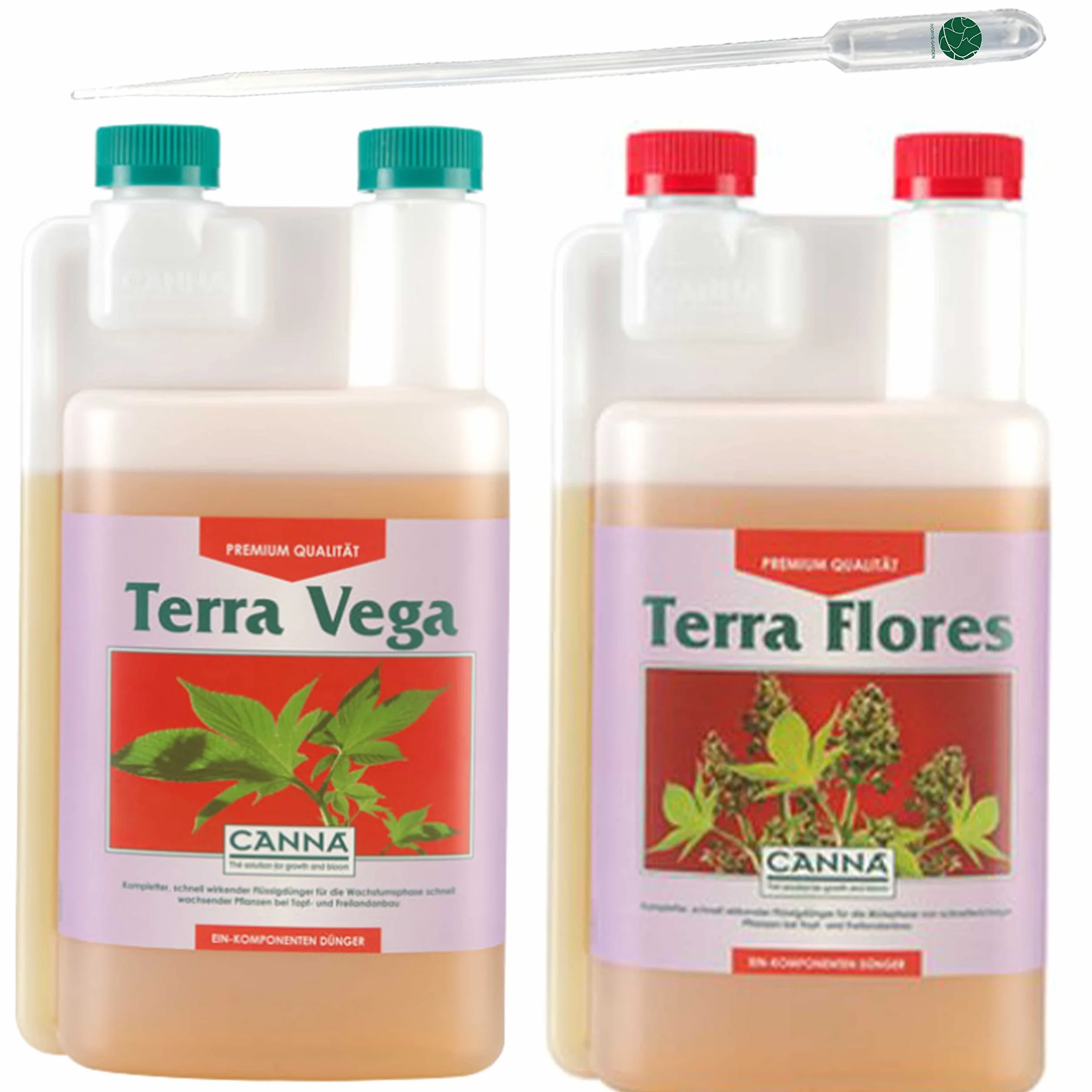 Canna Terra Vega Grow + Terra Flores Bloom zestaw nawozu ziemi po 1 l z pipetą
