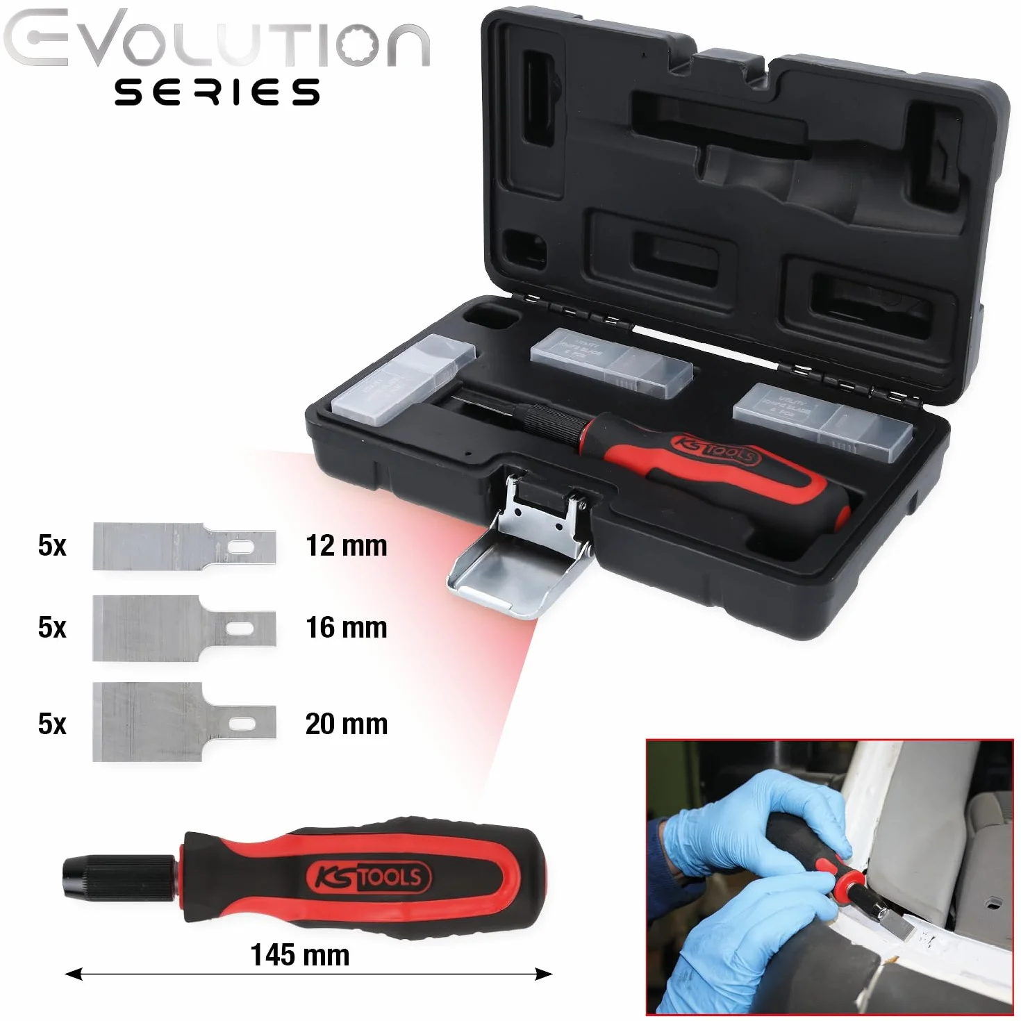 KS Tools 907.2255 EVOLUTION Series zestaw skrobaków, 16-częściowy