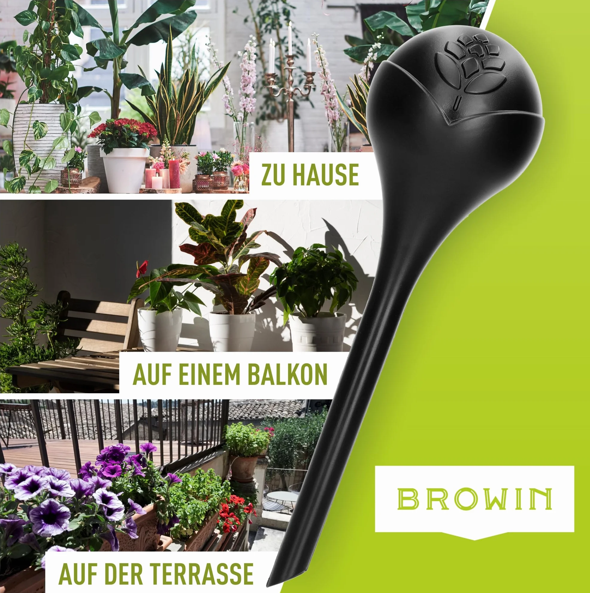 BROWIN® Kule nawadniające do roślin 720919 | zestaw do automatycznego nawadniania roślin 400 ml (4 szt., Czarne)