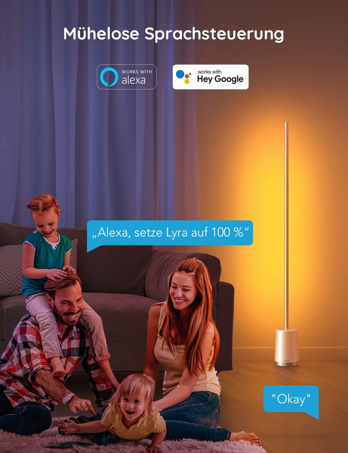 Govee Lyra Inteligentna lampa podłogowa, lampa podłogowa WiFi RGBICWW współpracuje z Alexa i Asystentem Google, kontrola aplikacji, tryby muzyczne, tryb kreatywnego majsterkowania, do sypialni domowej