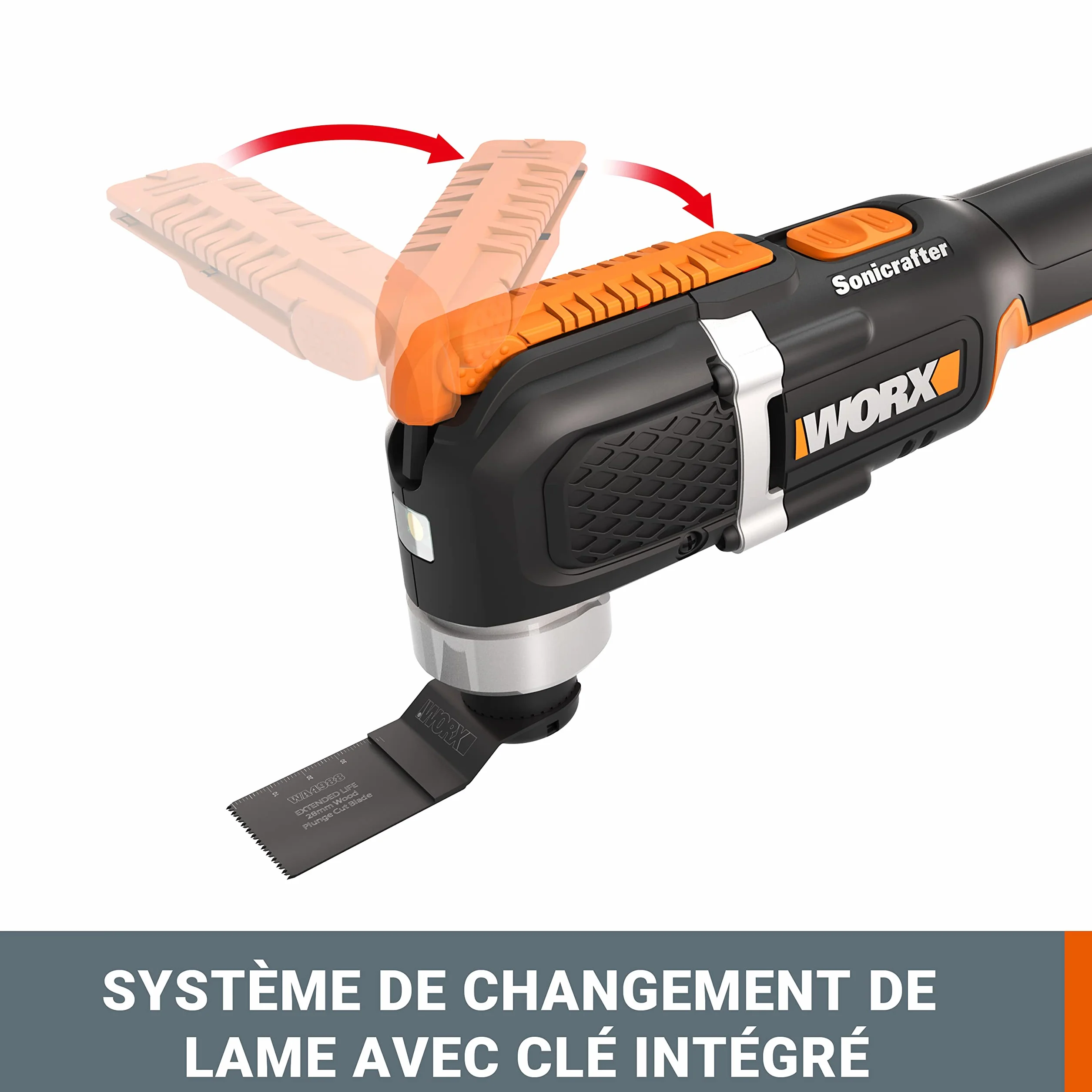 WORX WX696.9 Akumulatorowe Narzędzie Wielofunkcyjne, Elektryczne Narzędzie 20 V do Cięcia, Piłowania, Szlifowania i Innych, bez Akumulatora i Ładowarki