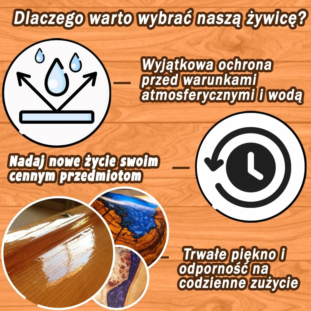 Resin Pro EPOXYWOOD 15 KG Żywica epoksydowa do drewna - Żywica do powłok ochronnych, renowacji, zbrojenia drewna, włókna szklanego i metalu