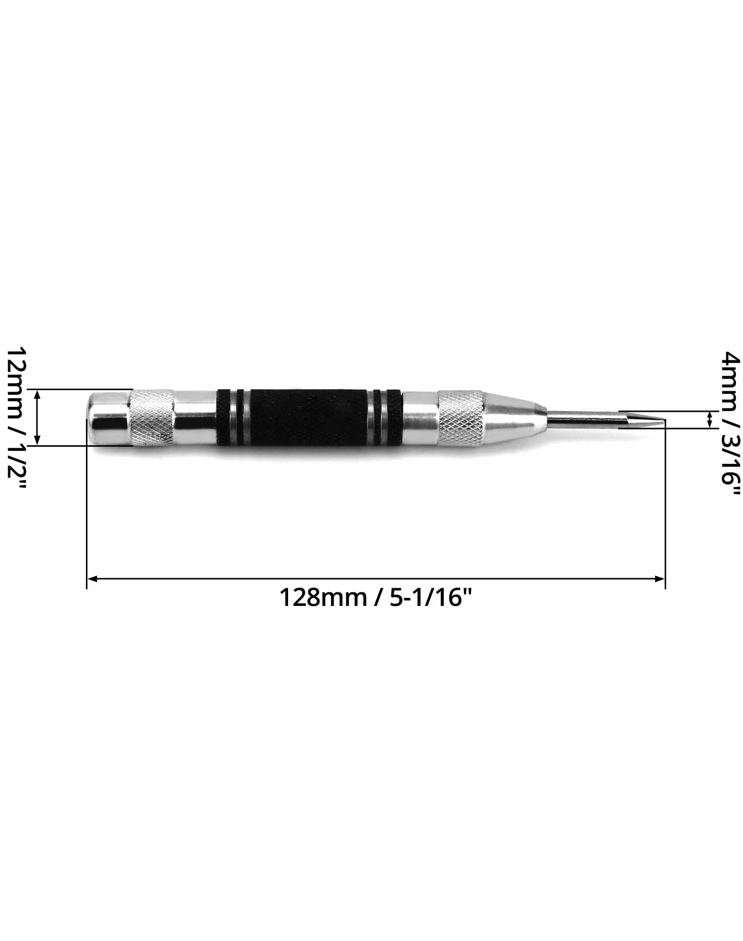 QWORK 2-częściowy punktak automatyczny, punktak sprężynowy, do metalu, drewna, szkła, blachy stalowej, 128 mm