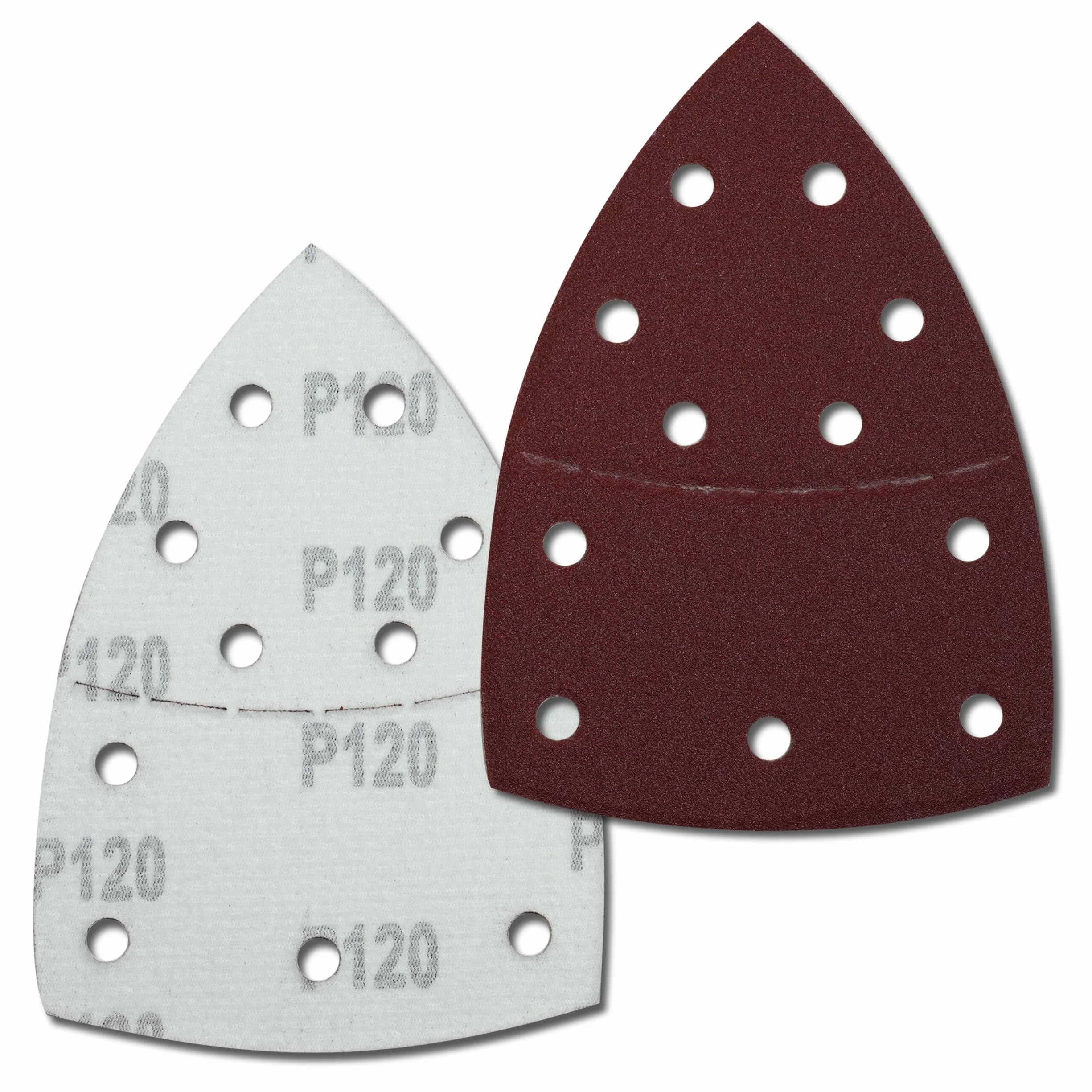 RODOPI RedDevil Papier ścierny do szlifierek wielofunkcyjnych, cyrkonu, korundu, rzepu, 105 x 152 mm, trójkąty szlifierskie Delta, 11 otworów, do szlifierek trójkątnych, ziarnistość 40-320, 50 sztuk,