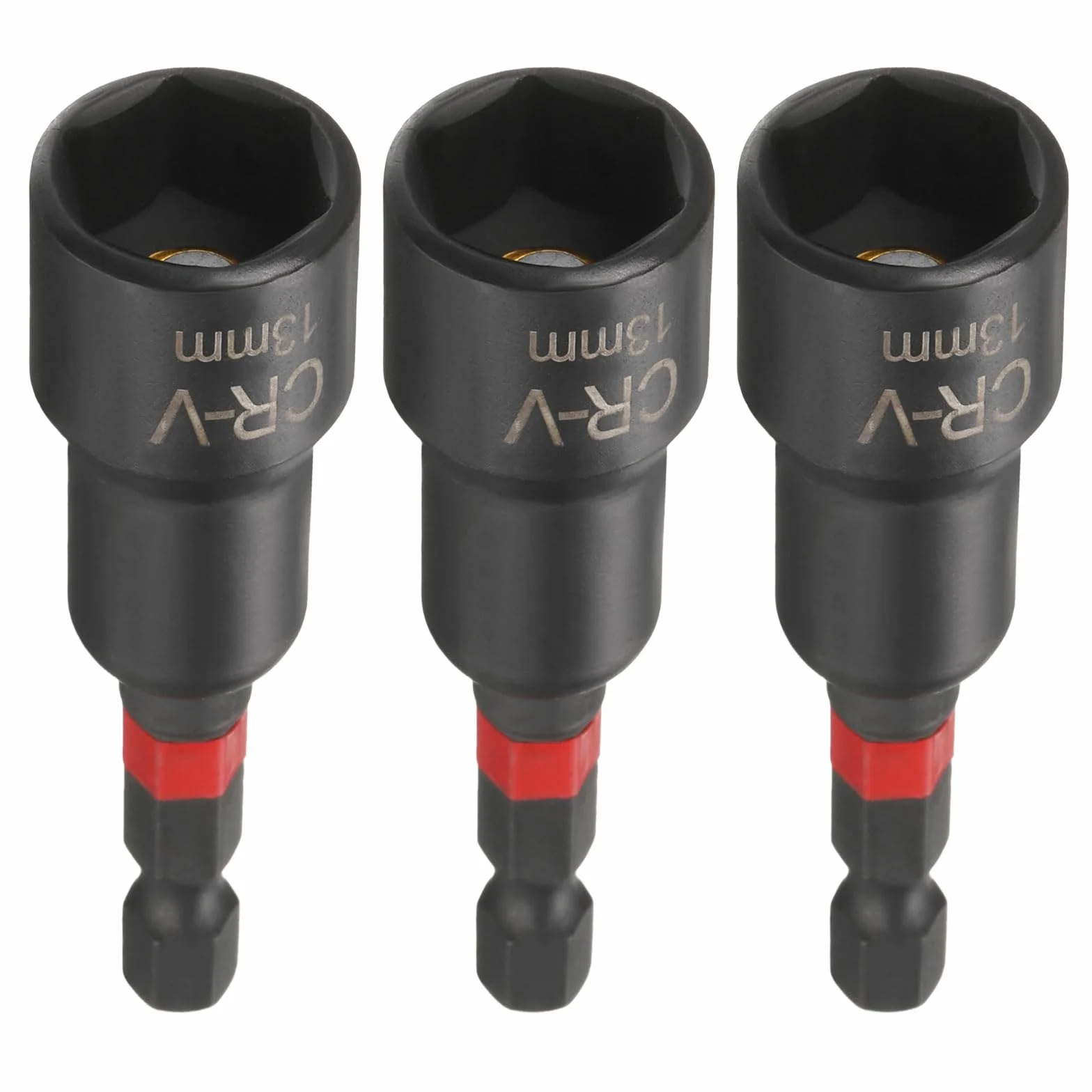 QUARKZMAN 3 szt. Śruba do nakrętek wtyczka metryczna 13 mm sześciokątny trzpień 1/4" długi 3" (65 mm) magnetyczne wtyczki 6 końcówek szybkozłączki stalowe CR-V Fosforanowane regulatory czarne