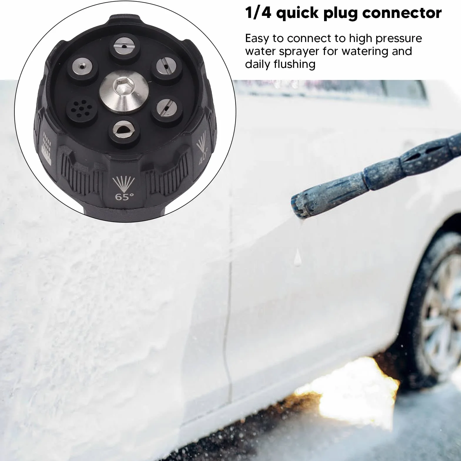 Dysza do Myjki Ciśnieniowej 6 w 1, Stal Nierdzewna 3000 PSI, Szybkozłączka 1/4 Czarny